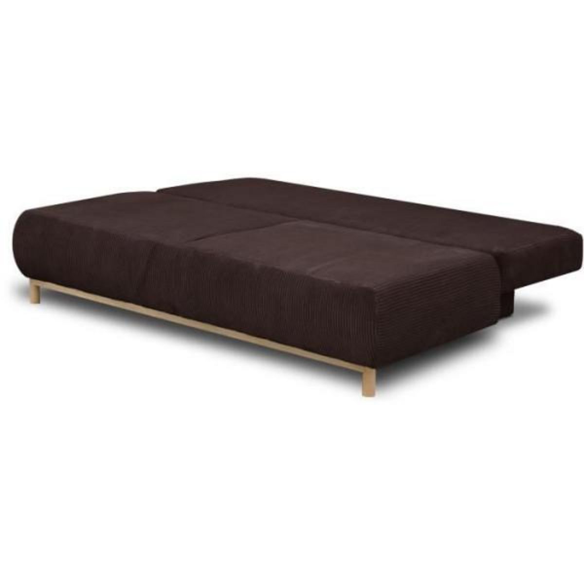 MARKET24 Banquette convertible 3 places MIKA - Velours côtelé marron foncé - Coffre de rangement - L 192 x H 84 x P 93 cm