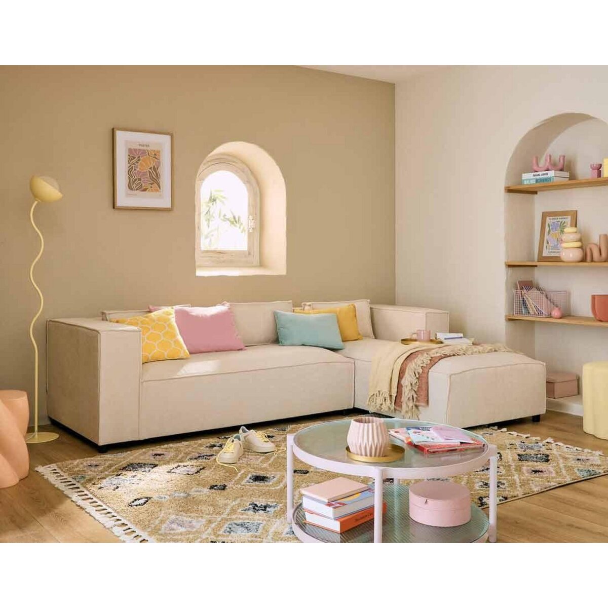 LISA DESIGN Stella - canapé d'angle droit - 4 places - en tissu texturé