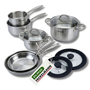 Voir la diapositive 1 : Fackelmann Batterie de cuisine avec 3 casseroles 14/16/18 cm et 2 faitouts 20/24 cm avec 2 ustensiles de cuisine Fackelmann Vita3