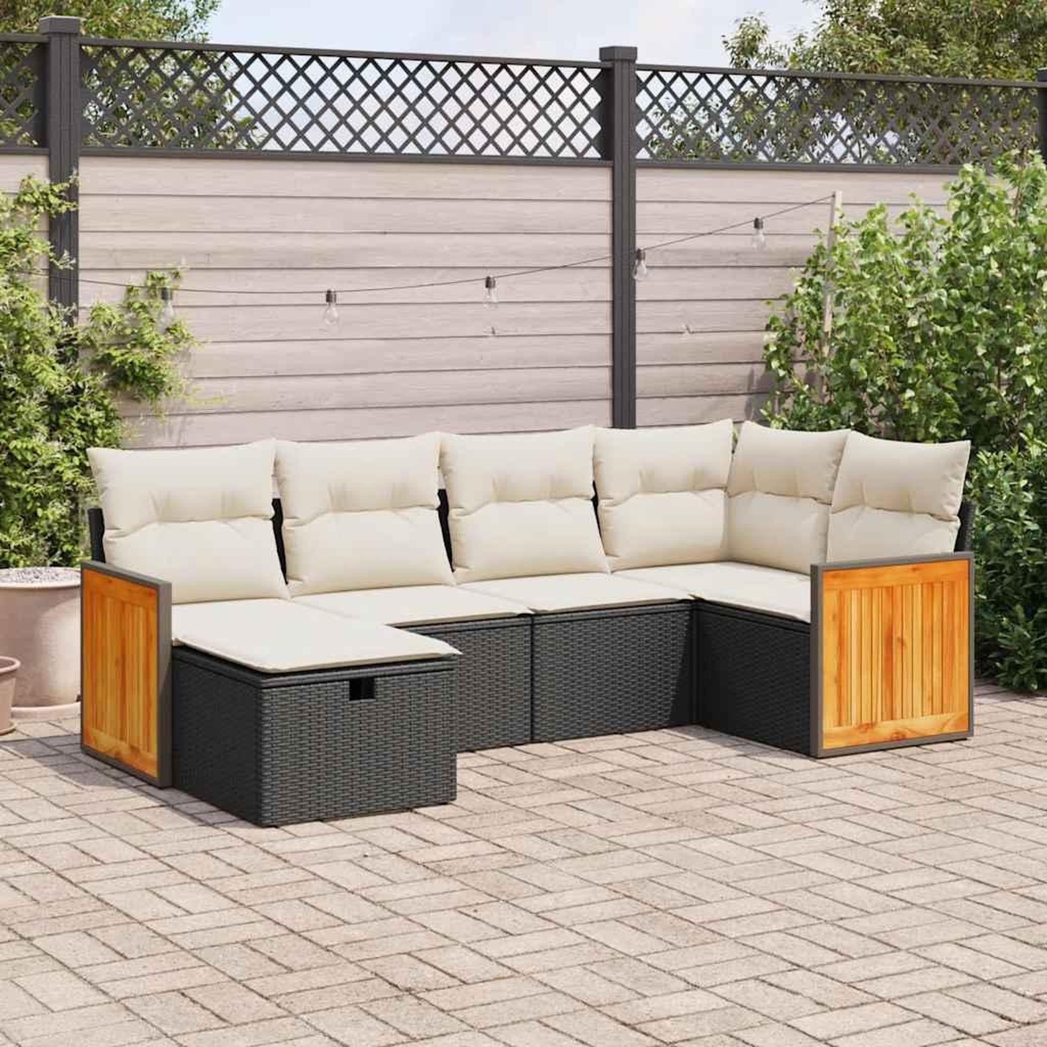 VIDAXL Salon de jardin 6 pcs avec coussins noir resine tressee