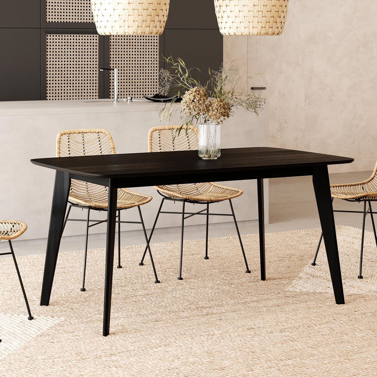 Rendez vous déco Table rectangulaire 6 personnes en bois clair 150 cm - Oman