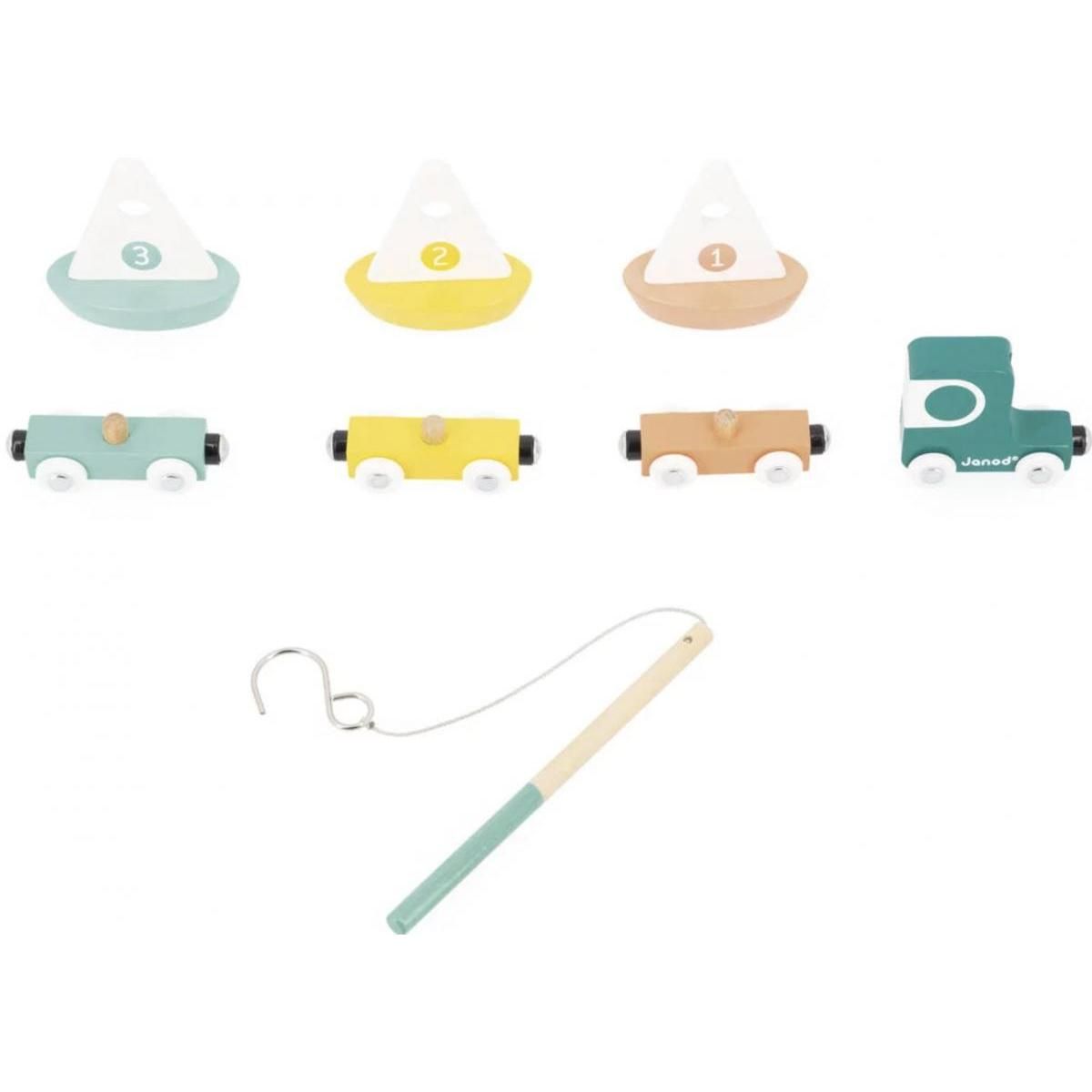 Juratoys-Janod Circuit Bolid avec Voiliers et Canne à Pêche pour Enfants