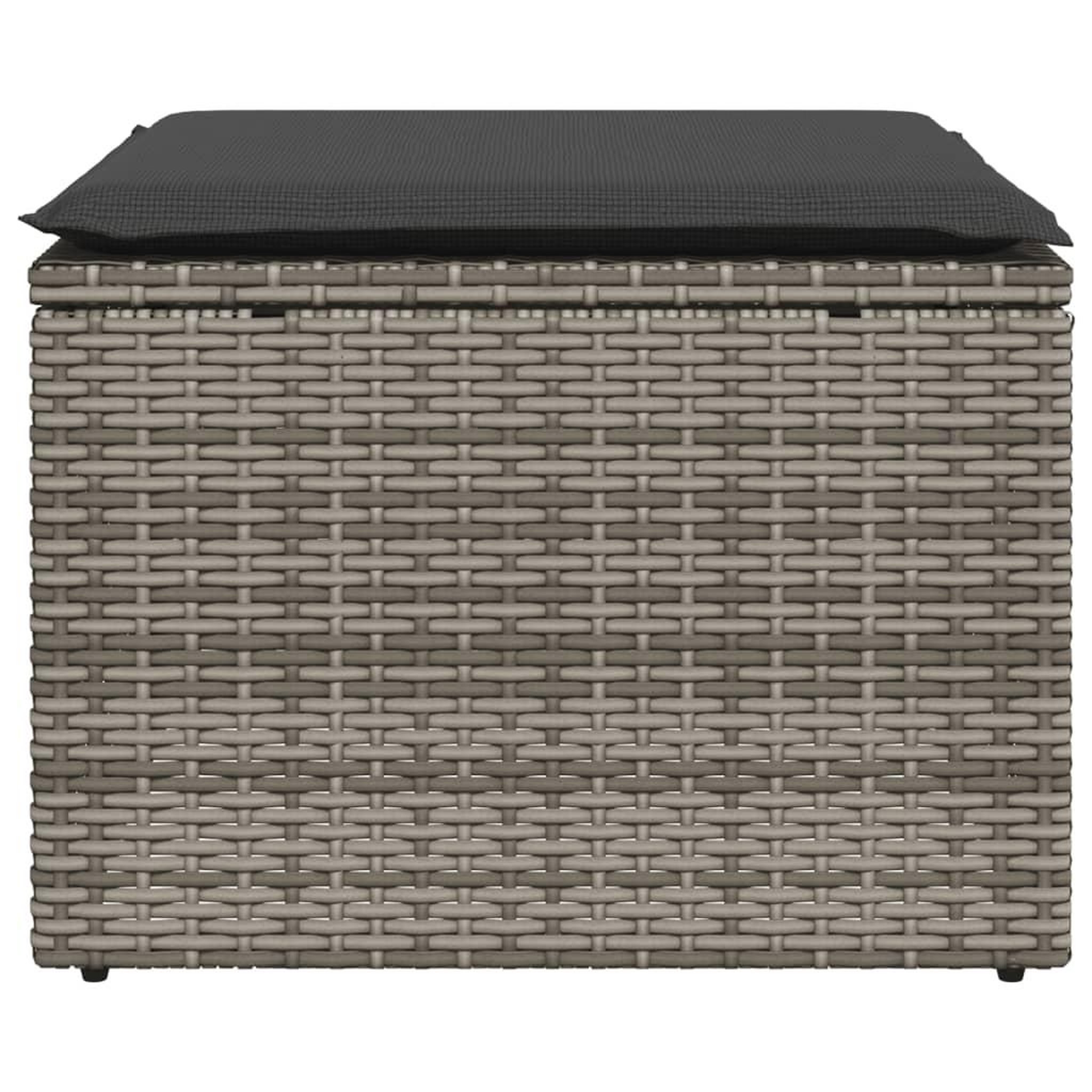 Voir la diapositive 4 : VIDAXL Tabouret de jardin avec coussin gris 55x55x37 cm resine tressee