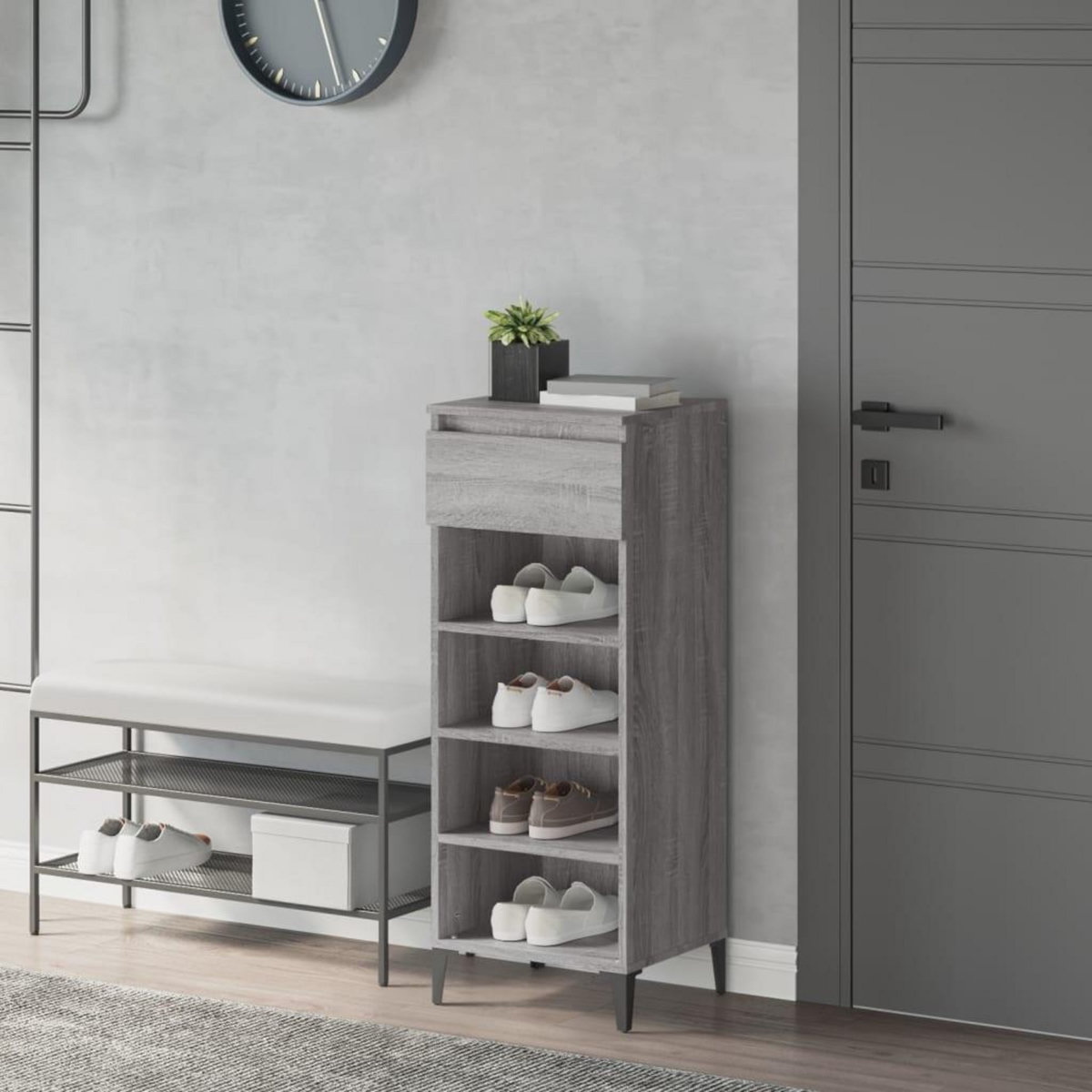 VIDAXL Etagere a chaussures Sonoma gris 40x36x105 cm Bois ingenierie