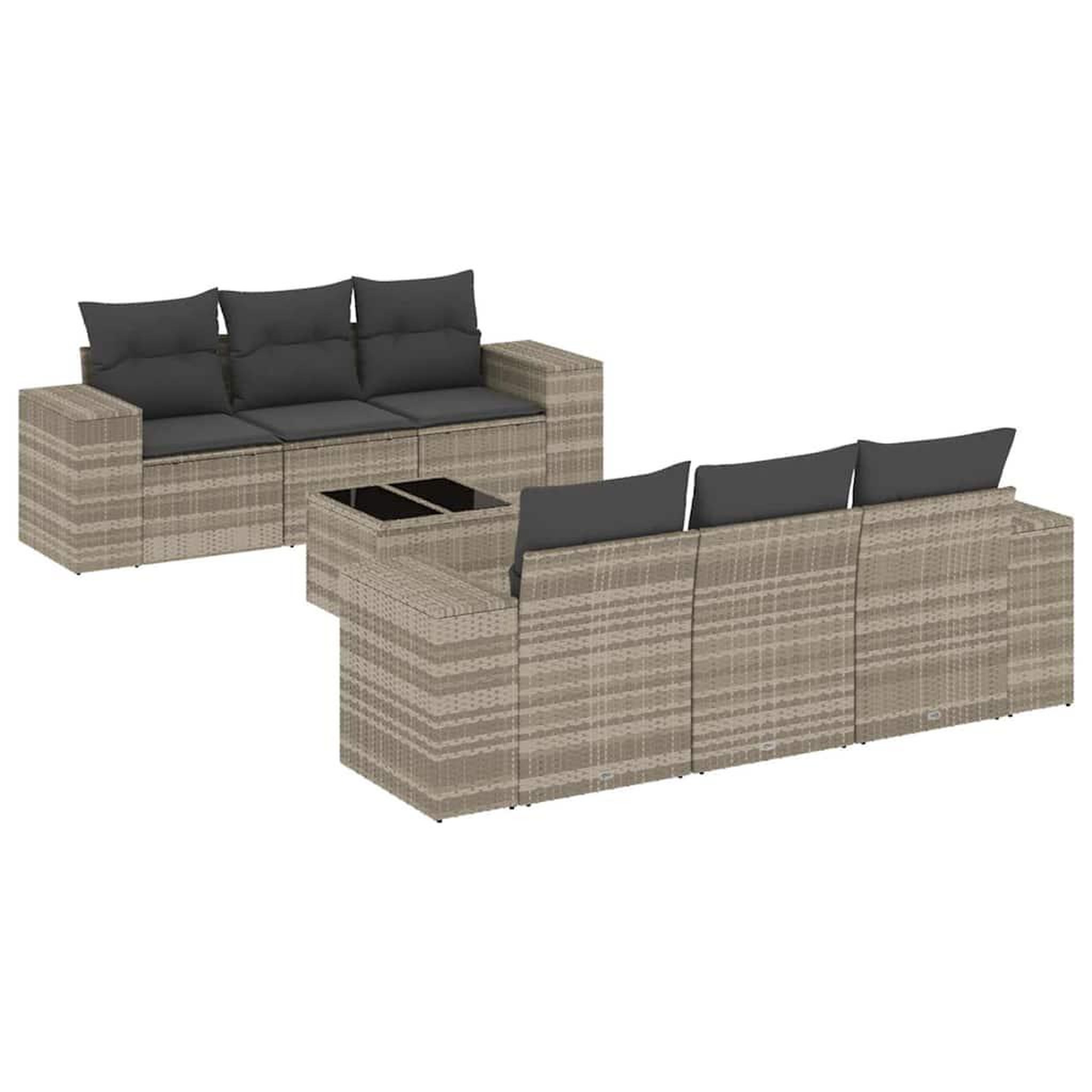 Voir la diapositive 2 : VIDAXL Salon de jardin avec coussins 7 pcs gris clair resine tressee