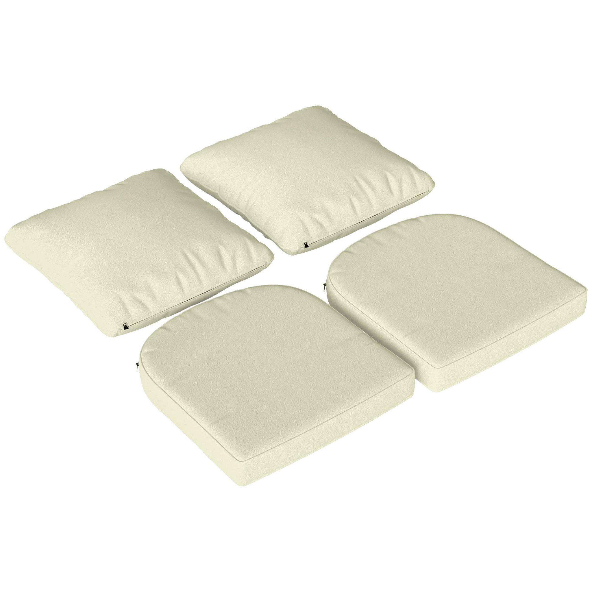 Voir la diapositive 4 : OUTSUNNY Lot de 2 coussins galettes assise dossier de chaises fauteuils de jardin polyester blanc cassé