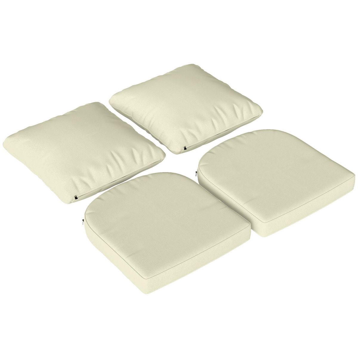 OUTSUNNY Lot de 2 coussins galettes assise dossier de chaises fauteuils de jardin polyester blanc cassé