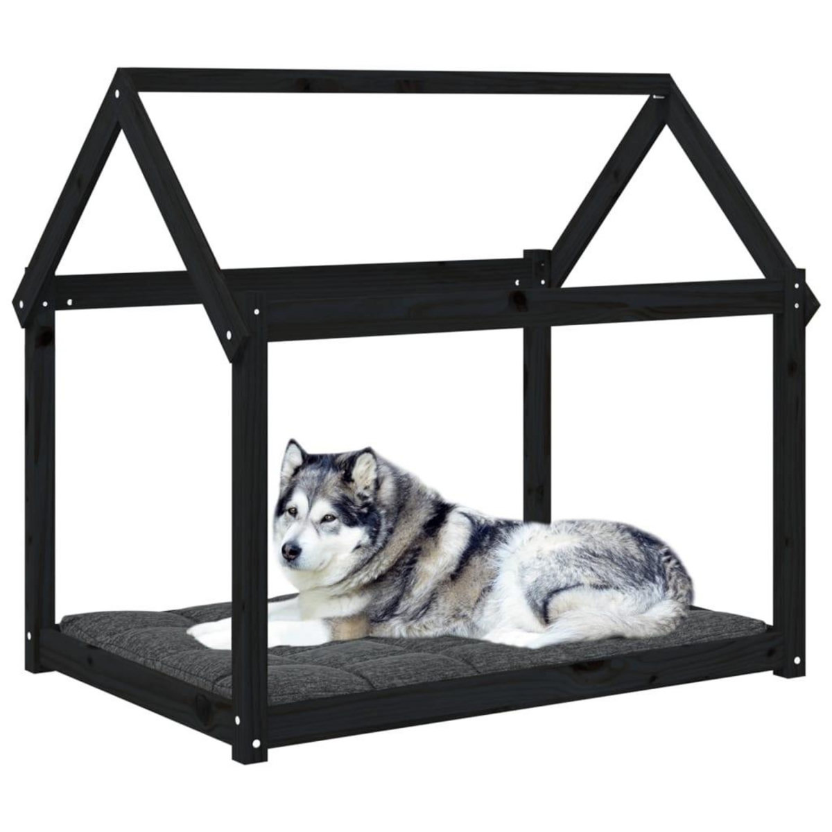 VIDAXL Lit pour chien Noir 111x80x100 cm Bois de pin solide
