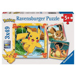 RAVENSBURGER 3x49 Pikachu, Dracaufeu et Evoli