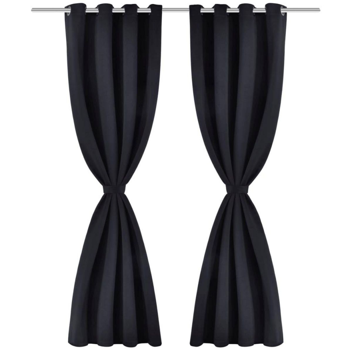 VIDAXL 2 pcs Rideau Blackout Occultant Noir avec Œillets en metal 135x245cm