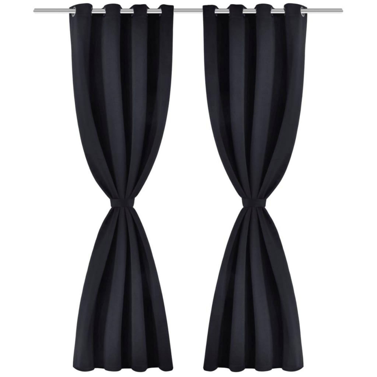 VIDAXL 2 pcs Rideau Blackout Occultant Noir avec Œillets en metal 135x245cm