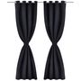Voir la diapositive 2 : VIDAXL 2 pcs Rideau Blackout Occultant Noir avec Œillets en metal 135x245cm