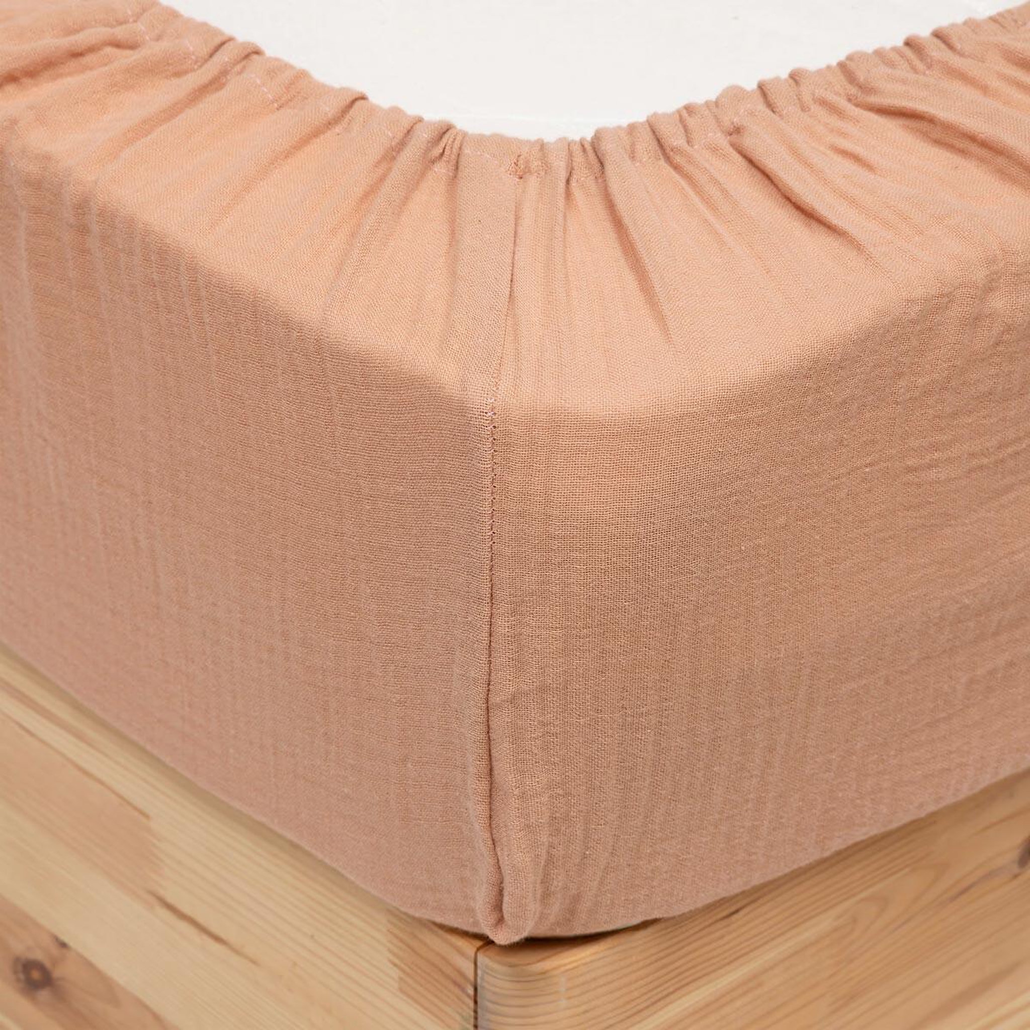 ATMOSPHERA Drap housse en gaze de coton  flora  160x200cm rose