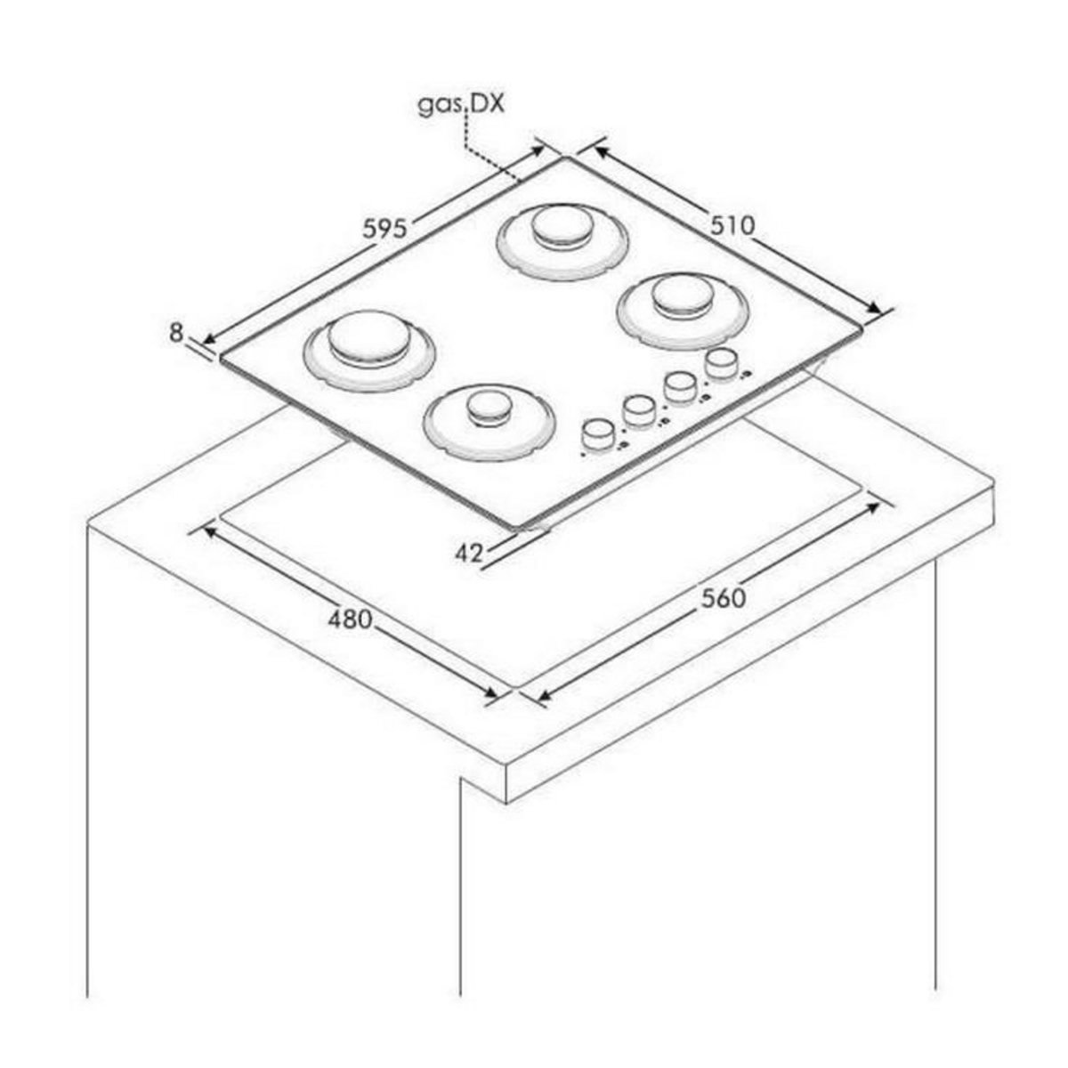 Rosieres Table de cuisson gaz 60cm 4 feux noir - rvg6br4sb