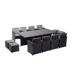 CONCEPT USINE Table et chaises 12 places encastrables en résine noir-gris MONACO