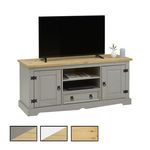 IDIMEX Meuble TV TEQUILA, 2 portes et 1 tiroir, en pin massif. Coloris disponibles : Bicolore, Marron