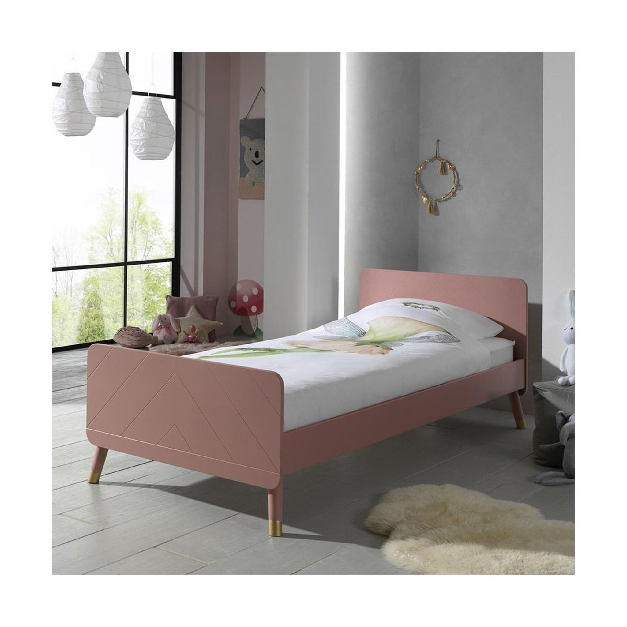 Voir la diapositive 2 : Paris Prix Lit enfant en bois massif  billy  90x200cm rose