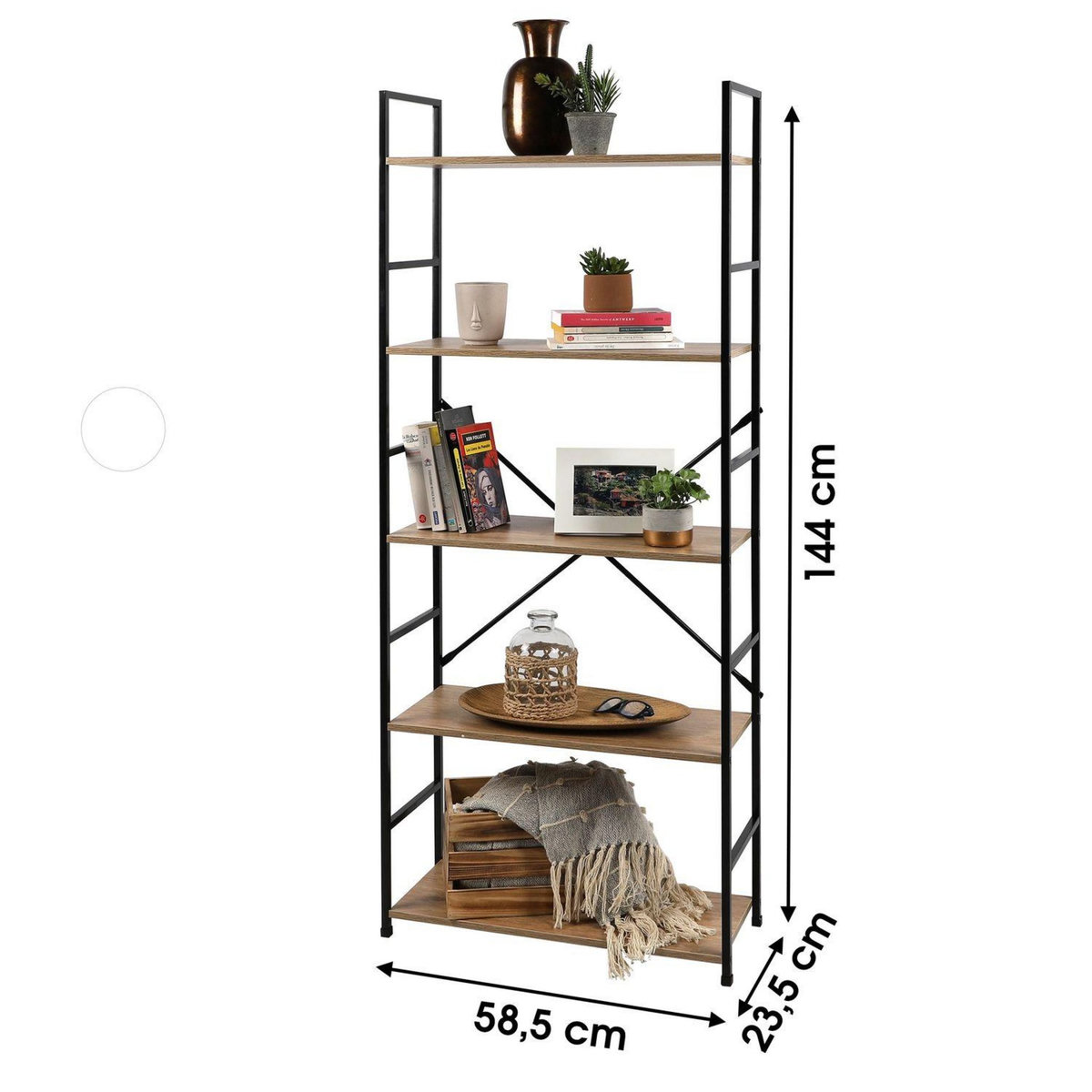 TOILINUX Etagère droite large 5 niveaux Colorado H.48 en Métal et MDF - Beige et Noir