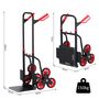 Voir la diapositive 3 : HOMCOM Diable pour escalier 6 roues diable repliable extensible 150 Kg - chariot pliable acier noir rouge
