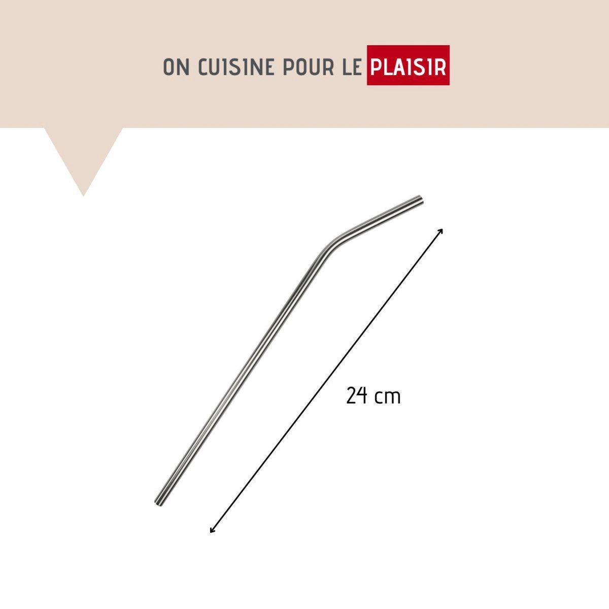 Fackelmann Lot de 8 pailles incurvées en inox avec goupillons 24 cm Fackelmann Bar Concept