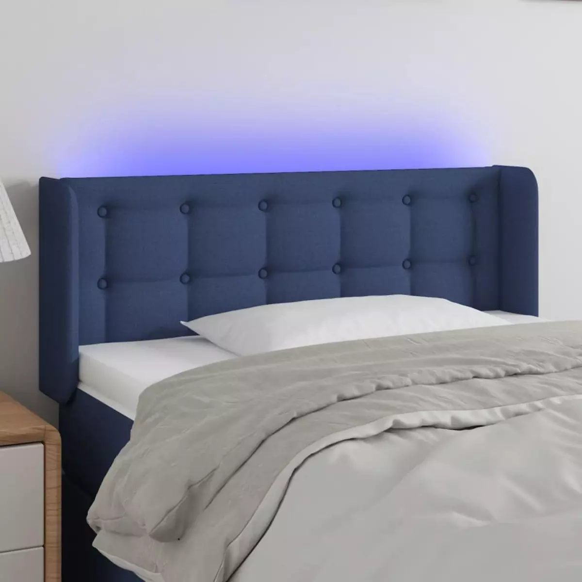 VIDAXL Tete de lit a LED Bleu 83x16x78/88 cm Tissu
