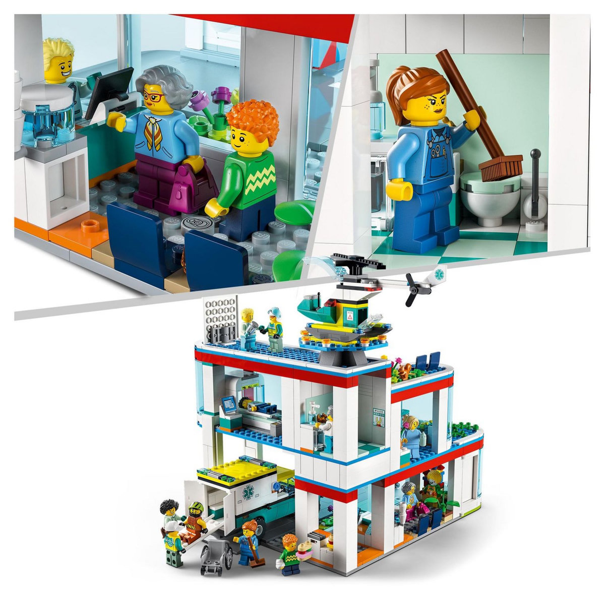 LEGO City 60330 L&rsquo;Hôpital, Set de Construction avec Jouet Ambulance pour Enfant dès 7 Ans