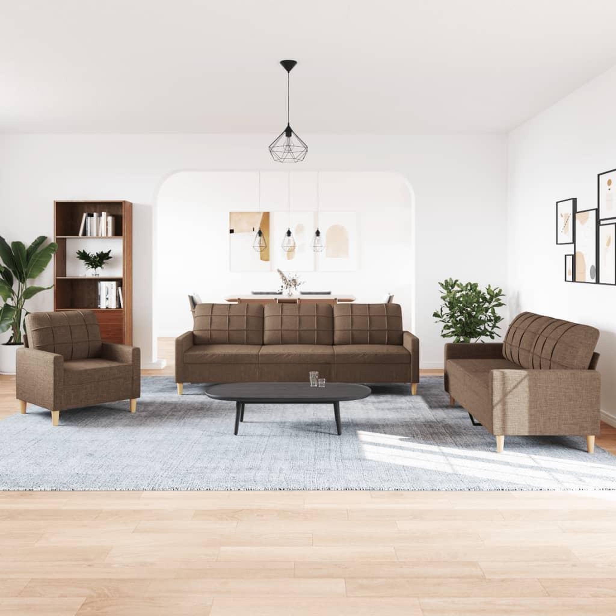 Voir la diapositive 3 : VIDAXL Ensemble de canapes 3 pcs marron tissu
