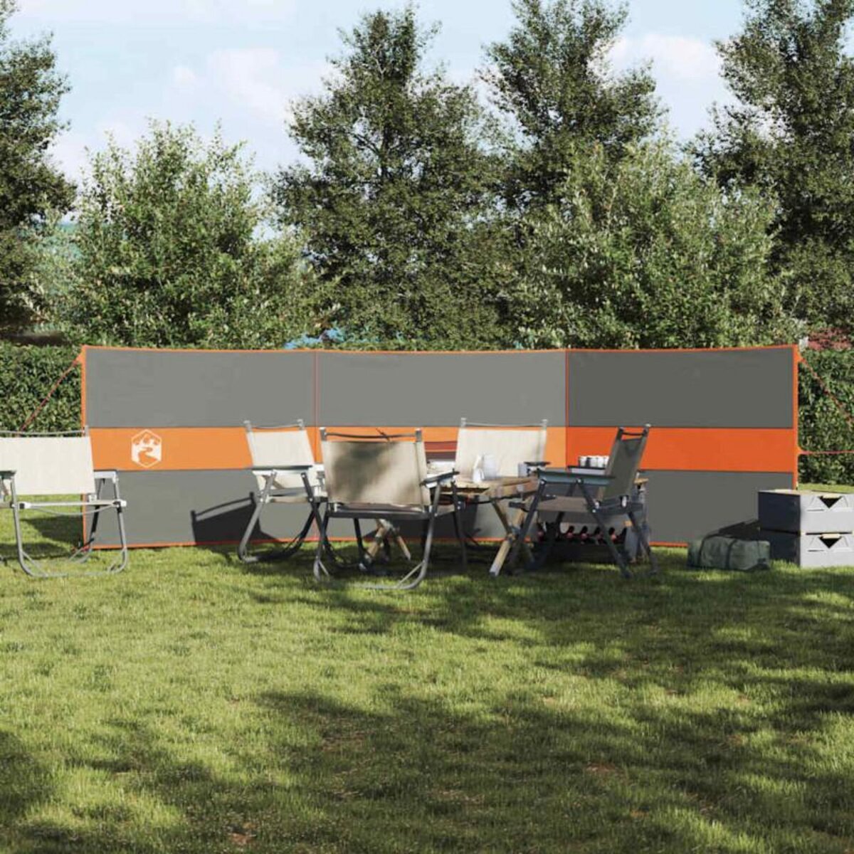 VIDAXL Brise vent de camping gris et orange 490x123 cm imperméable