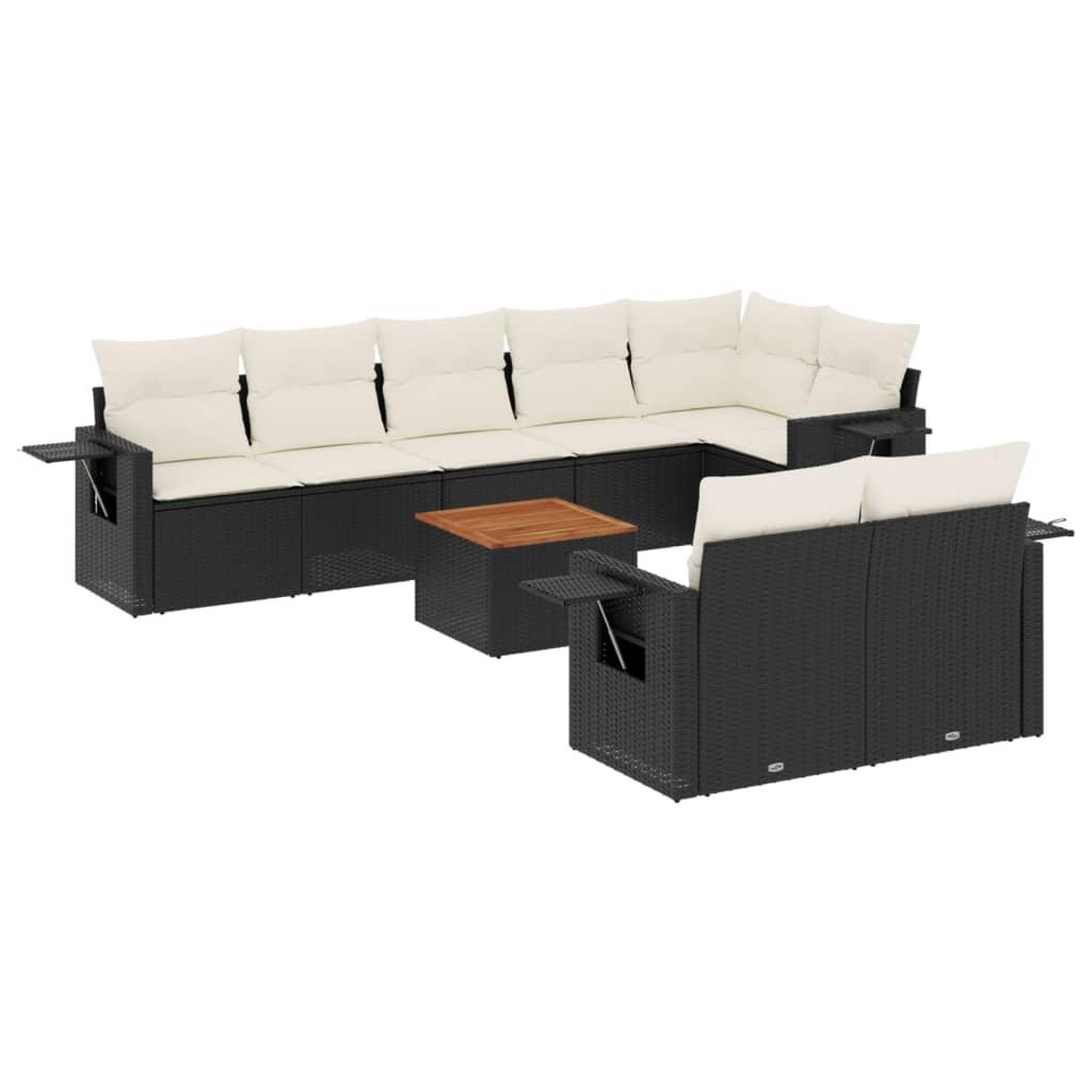 Voir la diapositive 2 : VIDAXL Salon de jardin 9 pcs avec coussins noir resine tressee