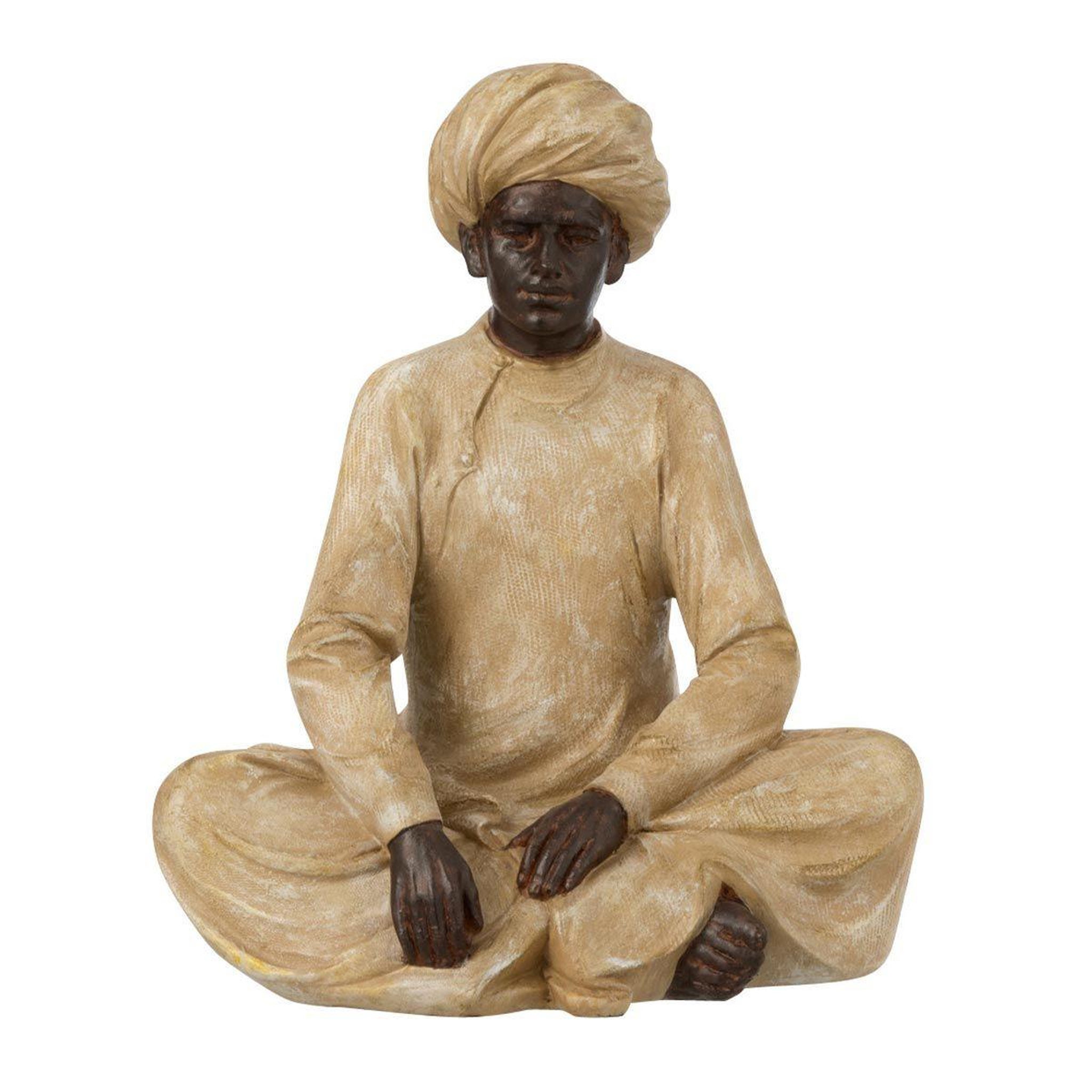Voir la diapositive 1 : J-LINE Statue déco en résine  indien assis  22cm beige