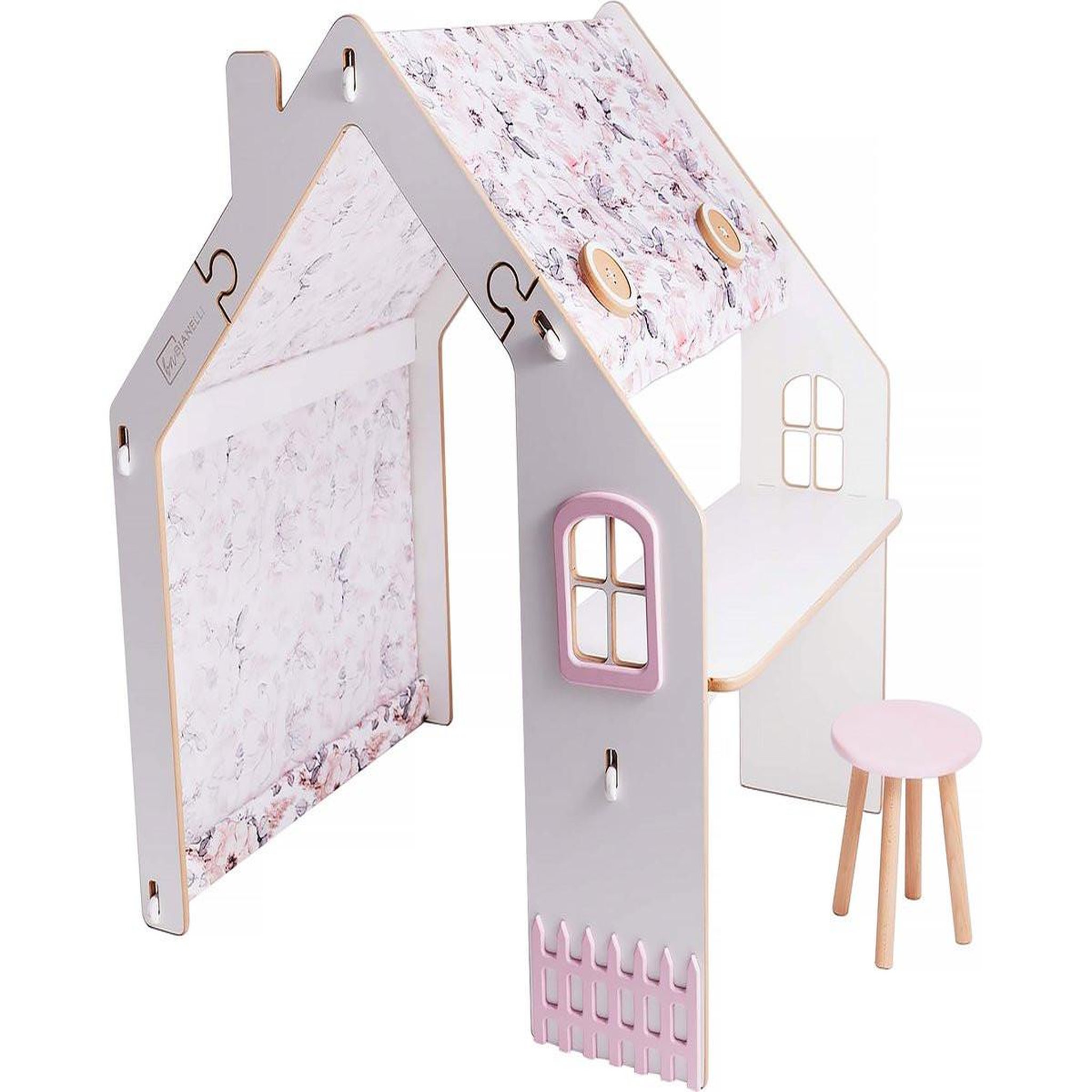 Habitat et Jardin Maisonnette pour enfant en bois  bianelli  avec bureau - 114 x 93 x 120 cm - blanc / rose