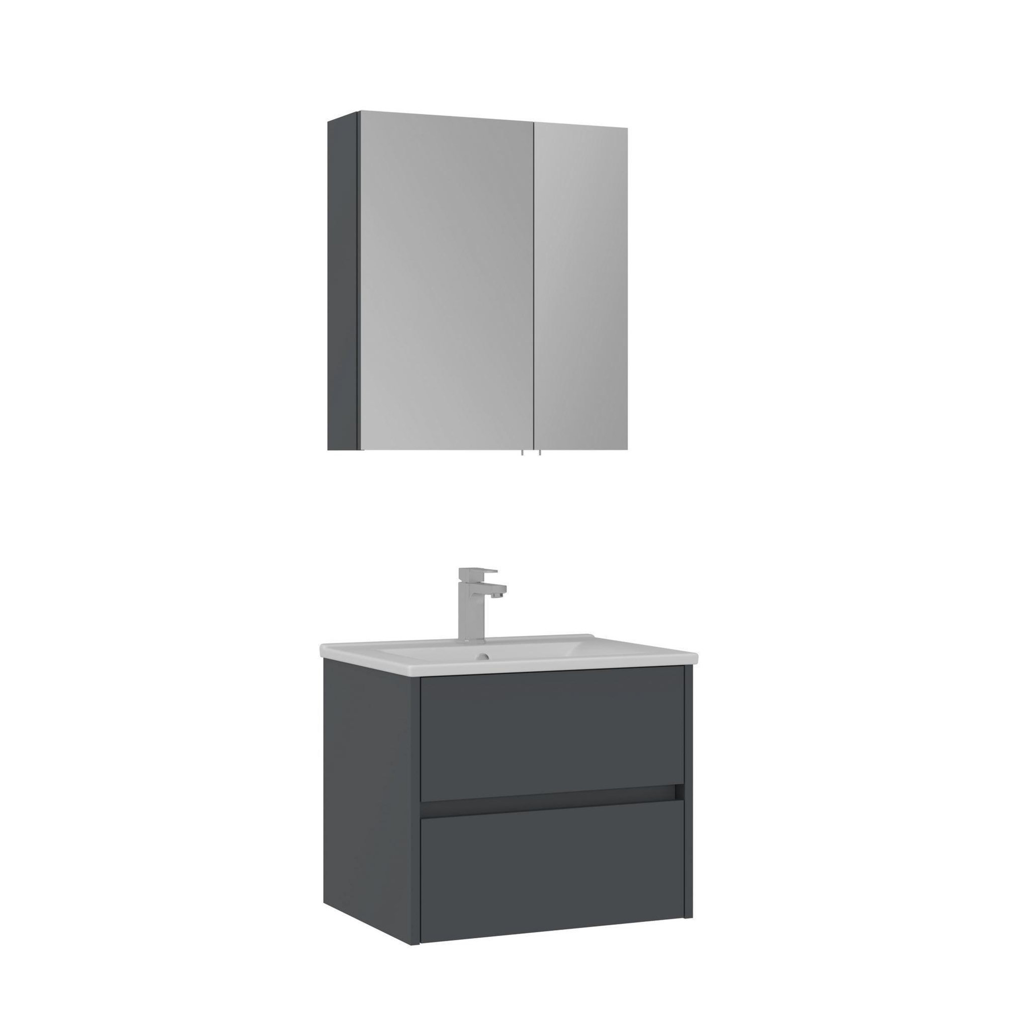 Habitat et Jardin Meuble avec simple vasque et miroir  Side 65 v2  - 65 x 45 x 52 cm - Matte Anthracite