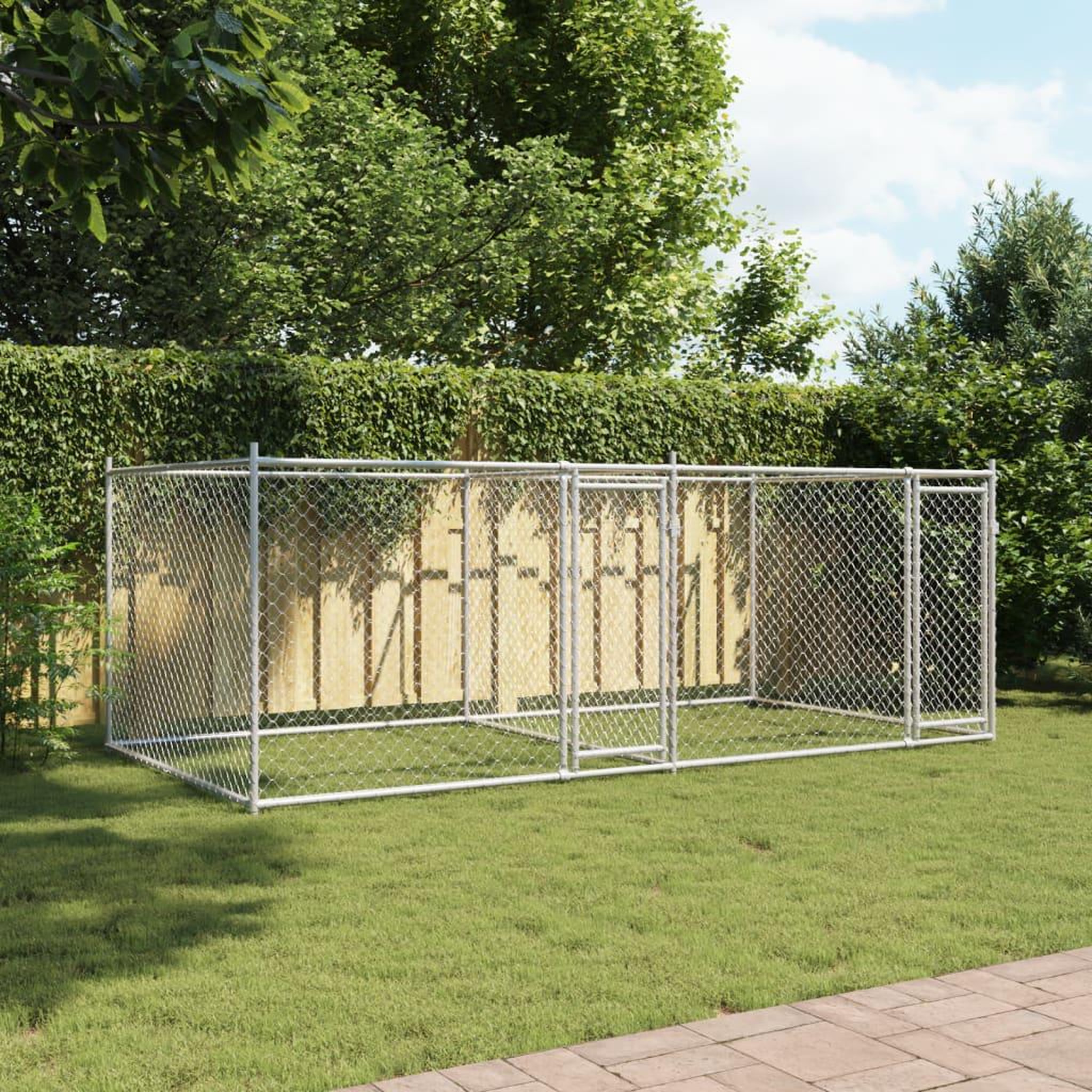 Voir la diapositive 3 : VIDAXL Cage pour chien avec portes gris 4x2x1,5 m acier galvanise
