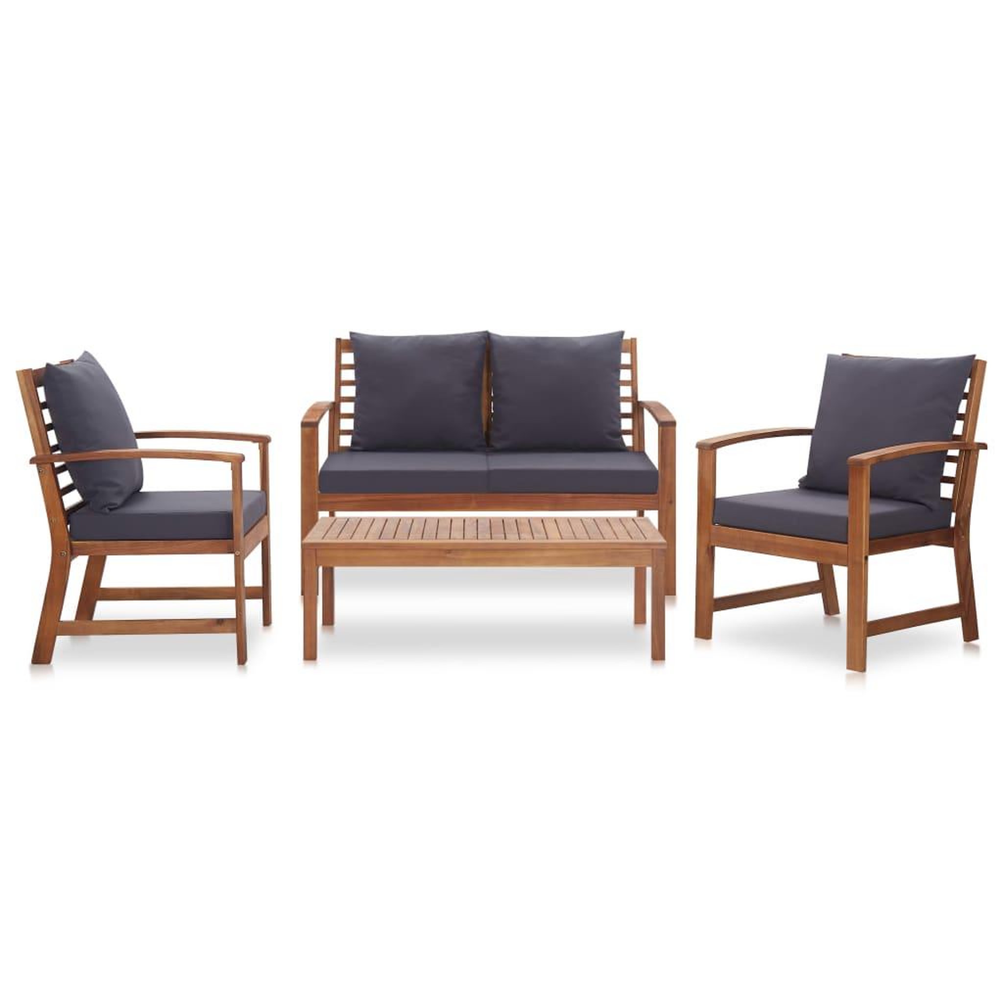 Voir la diapositive 2 : VIDAXL Salon de jardin 4 pcs avec coussins Bois d'acacia solide
