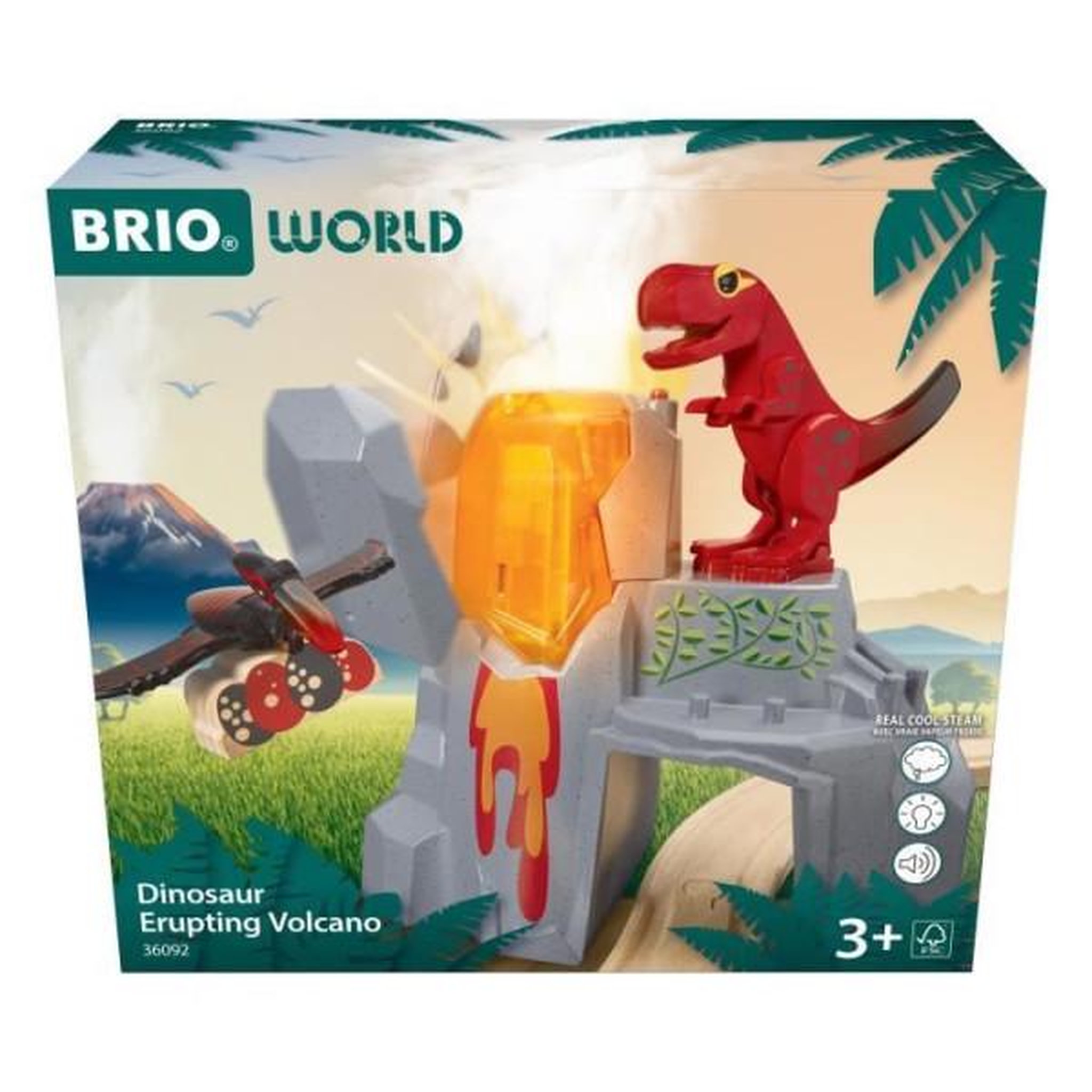 Brio Brio Volcan en Eruption Dinosaure - Accessoire pour Circuit de Train en Bois - Action de Jeu sans Pile/avec Aimant - des 3 Ans -