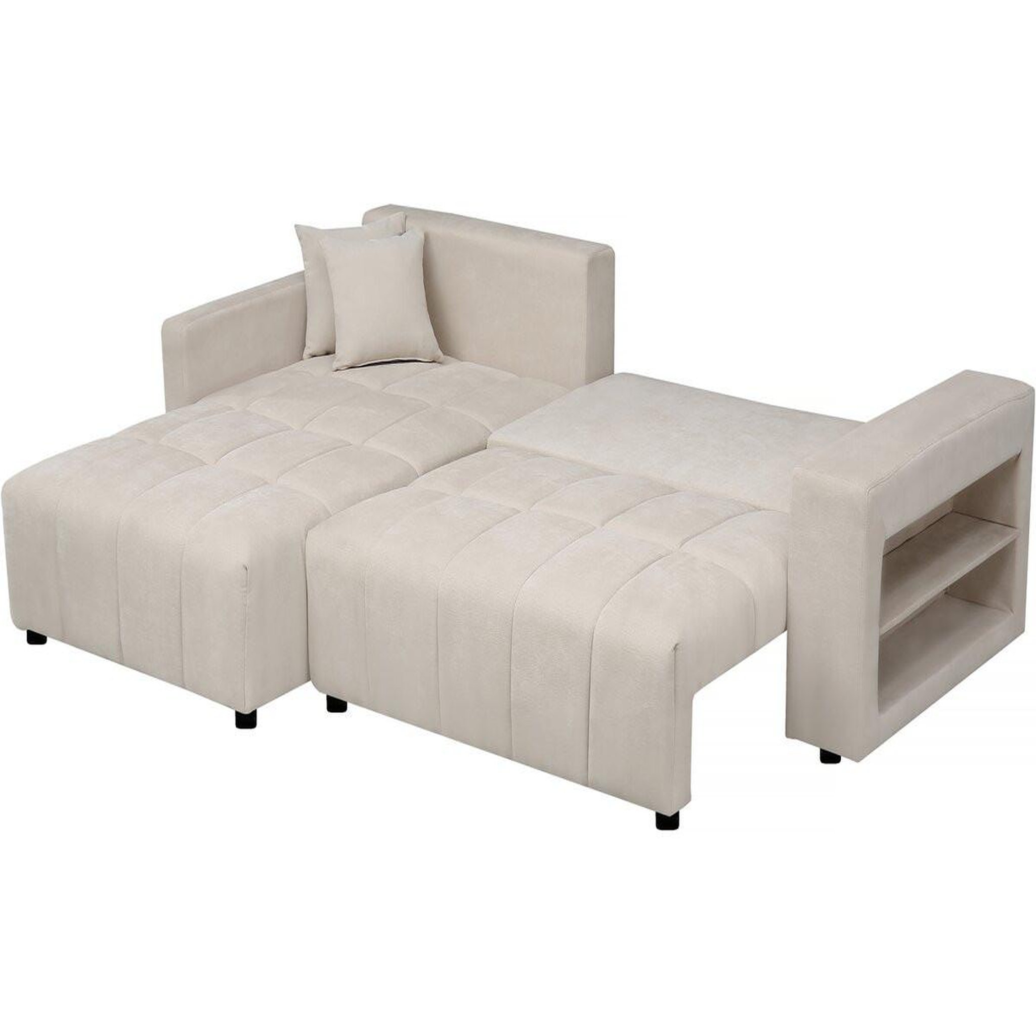 Voir la diapositive 3 : Habitat et Jardin Canapé d'angle convertible tissu chenille 3 places -  trocadero  - crème