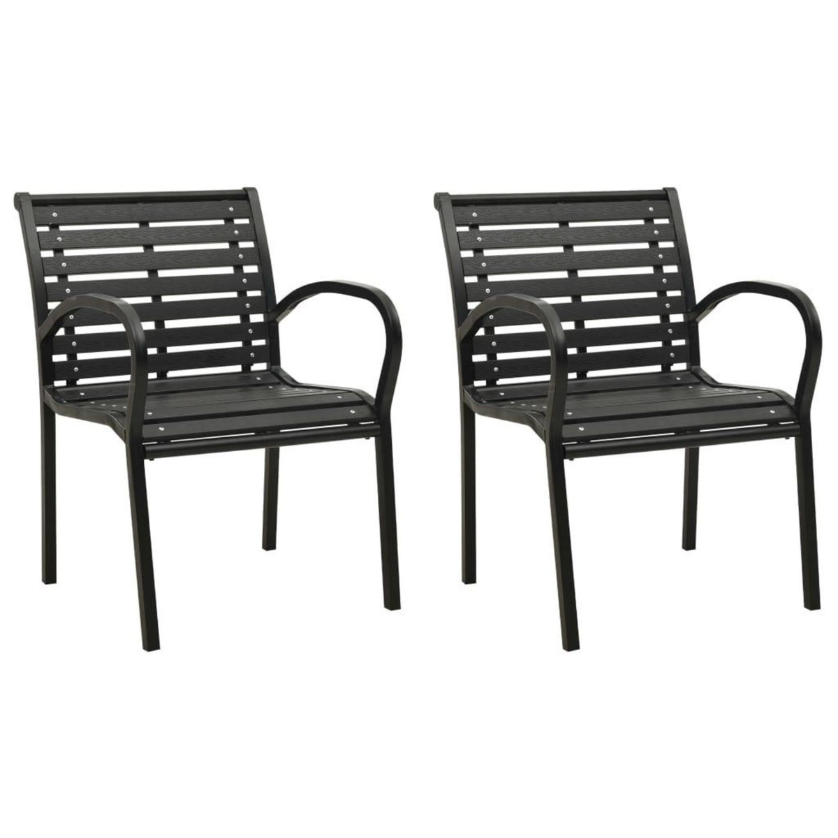 VIDAXL Chaises de jardin lot de 2 Acier et WPC Noir
