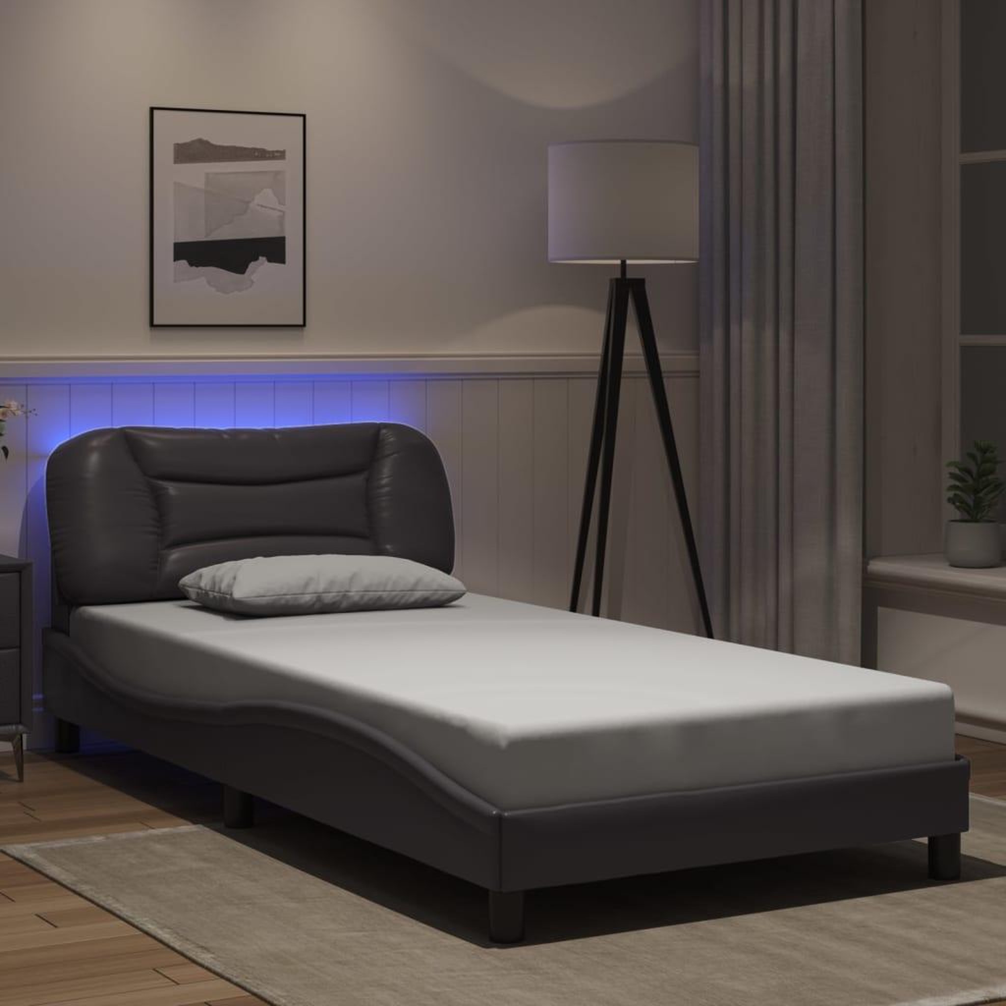 VIDAXL Cadre de lit avec LED sans matelas gris 100x200 cm
