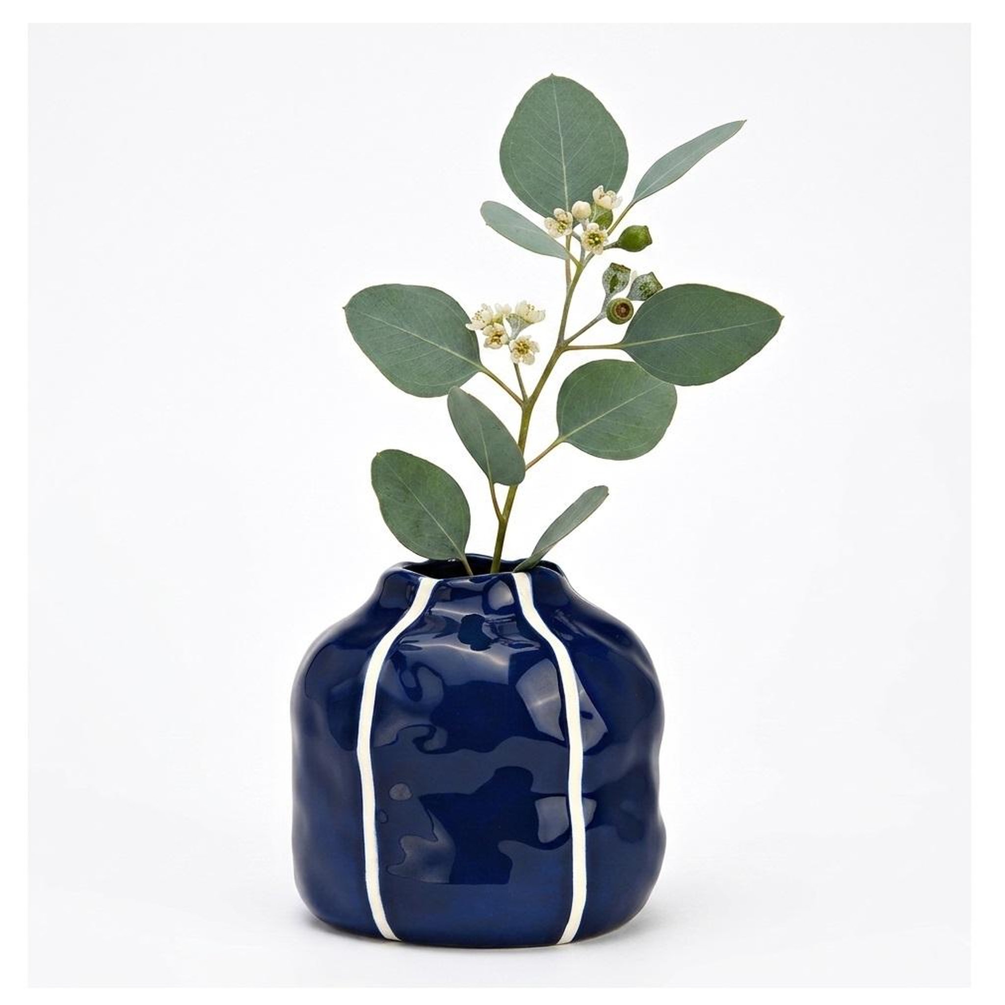 Voir la diapositive 3 : Eden Vase en céramique bleu design et moderne
