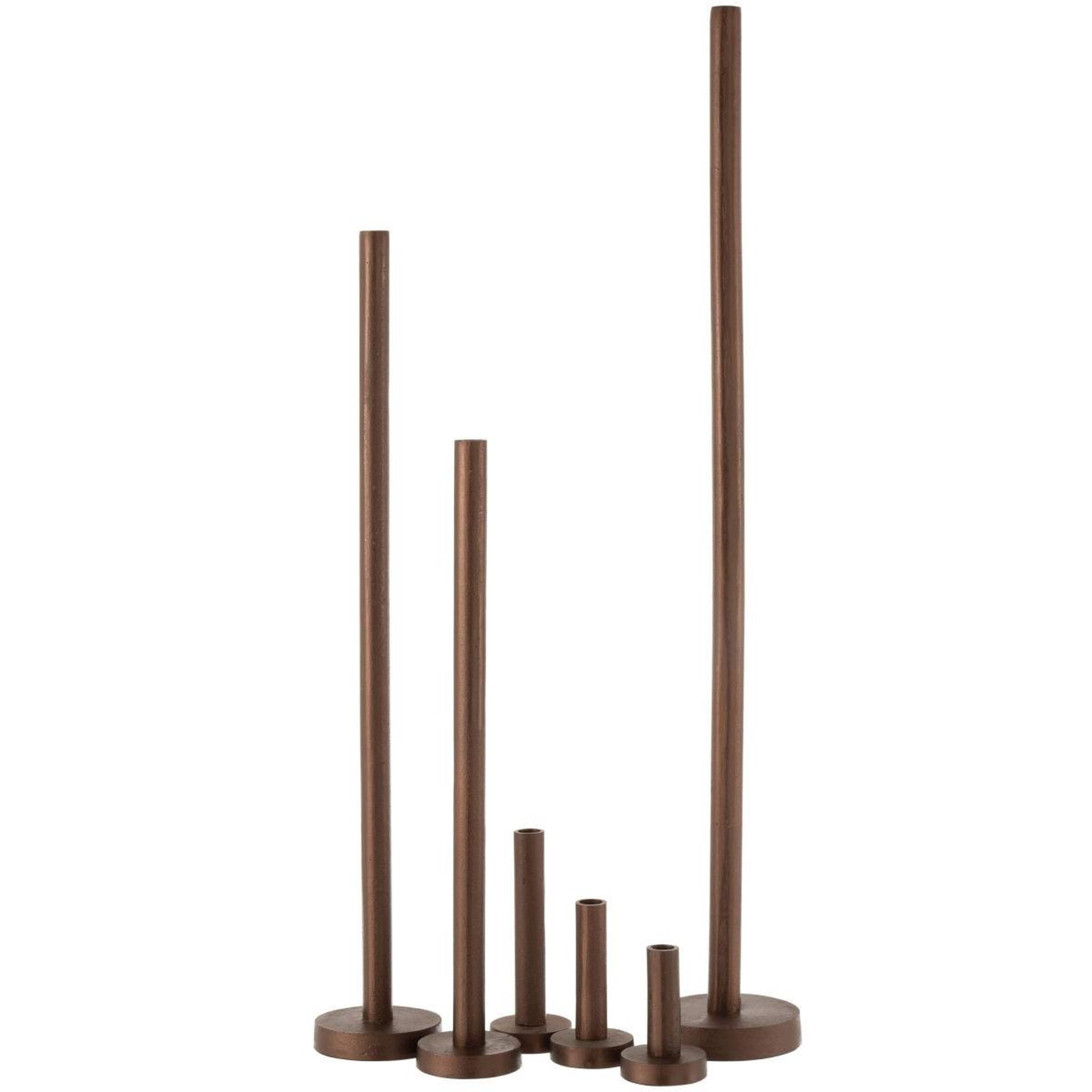 Voir la diapositive 3 : J-LINE Lot de 3 chandeliers déco  mat  21cm marron foncé
