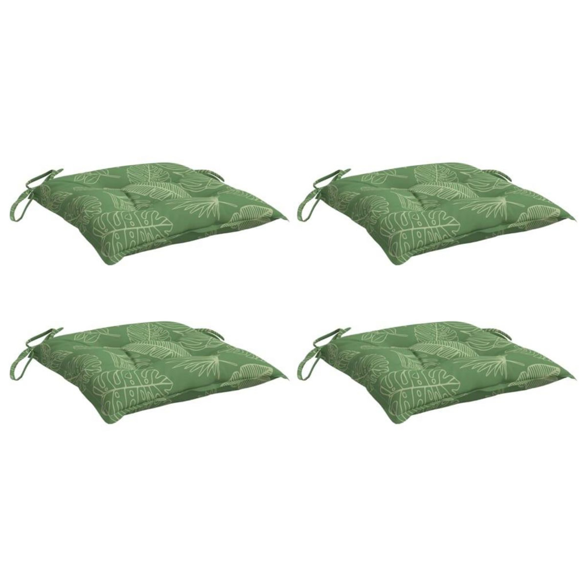 VIDAXL Coussins de chaise lot de 4 a motif de feuilles 50x50x7cm tissu