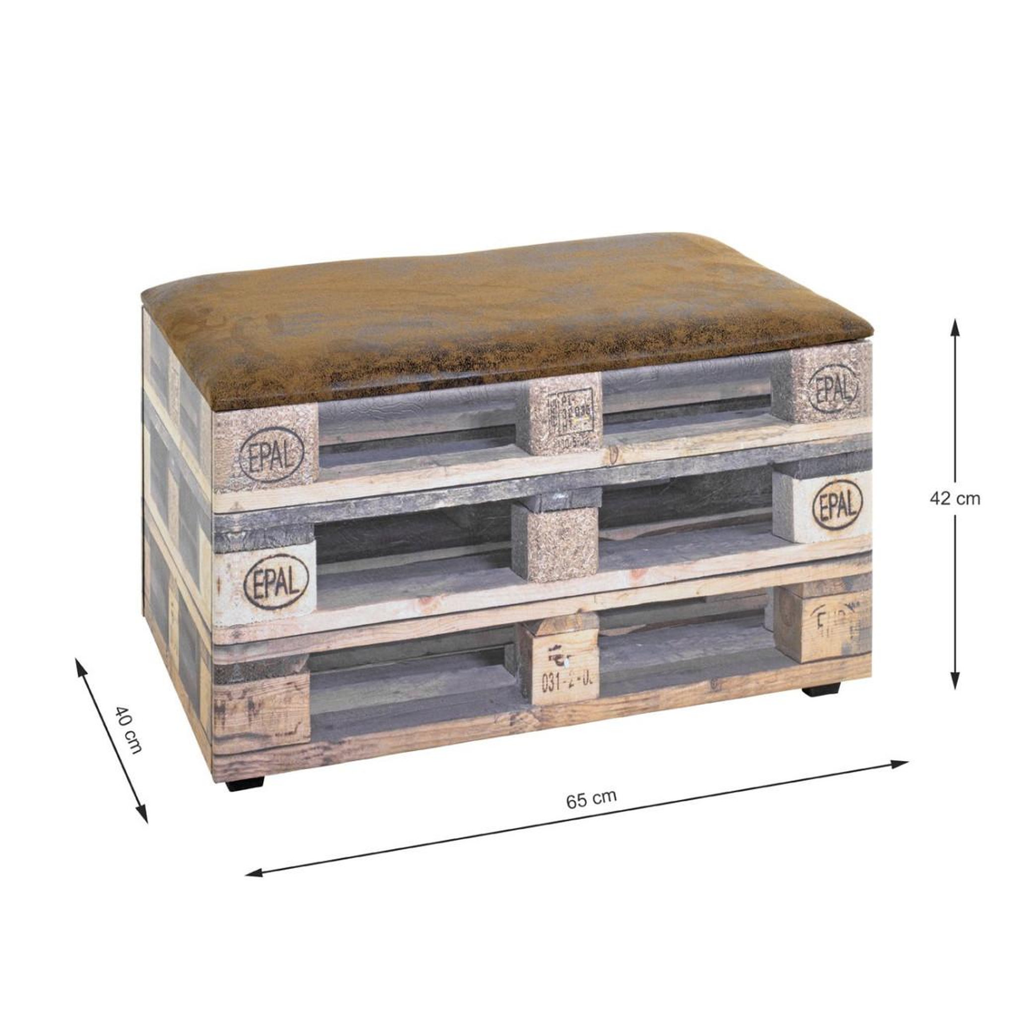 Voir la diapositive 5 : Paris Prix Coffre de Rangement Vintage  Palette  65cm Marron