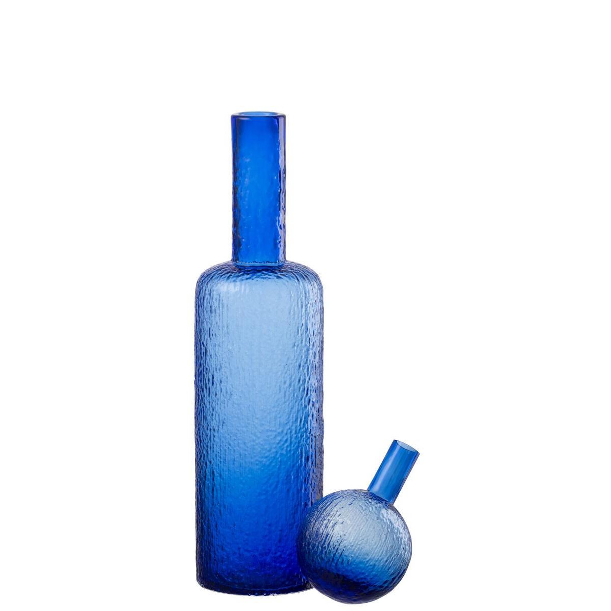 Voir la diapositive 2 : J-LINE Bouteille déco en verre  spiaggia  56cm bleu