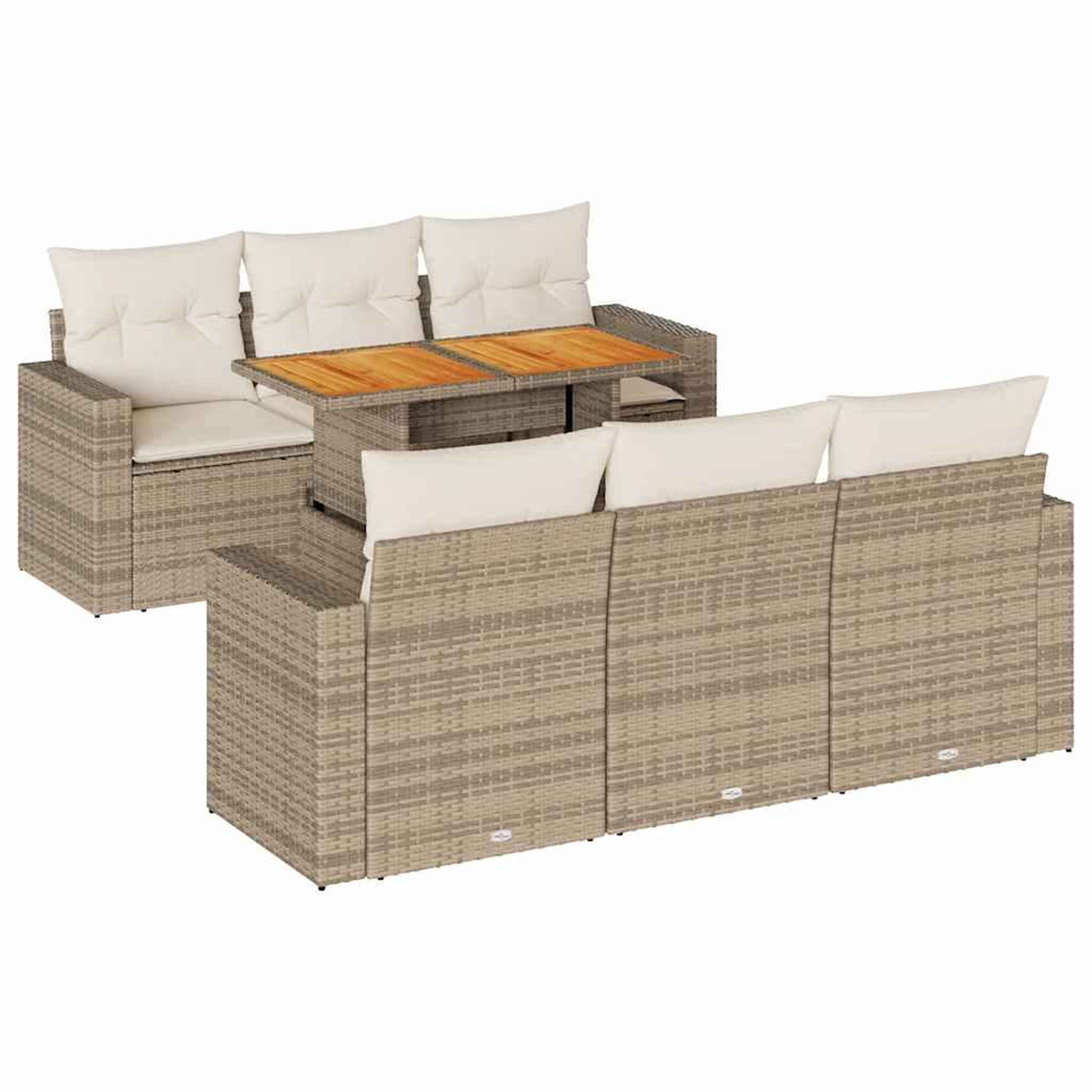 Voir la diapositive 2 : VIDAXL Salon de jardin avec coussins 7 pcs beige resine tressee