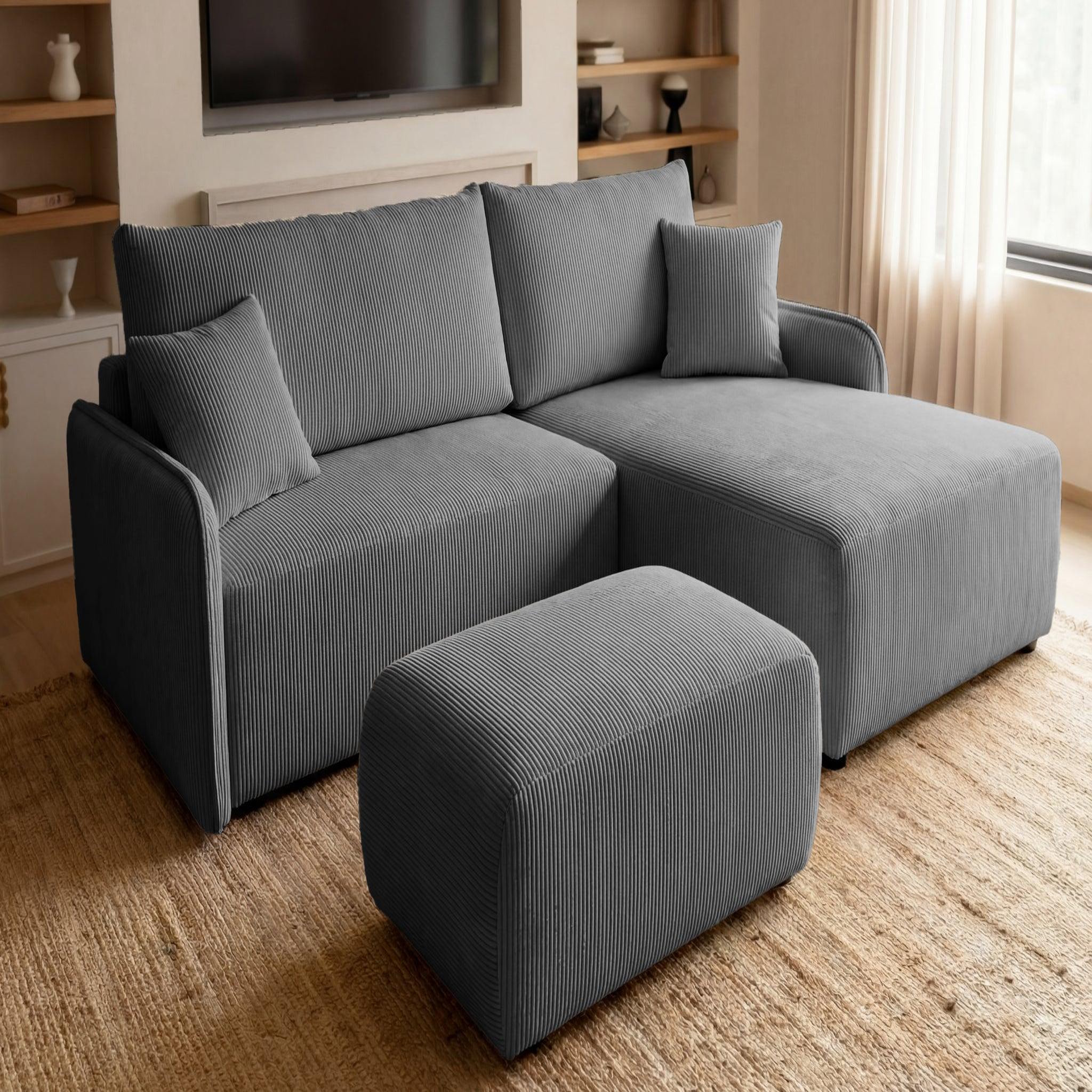 Voir la diapositive 4 : CASANOVA PARIS Sacha - pouf en velours côtelé 105x57x40