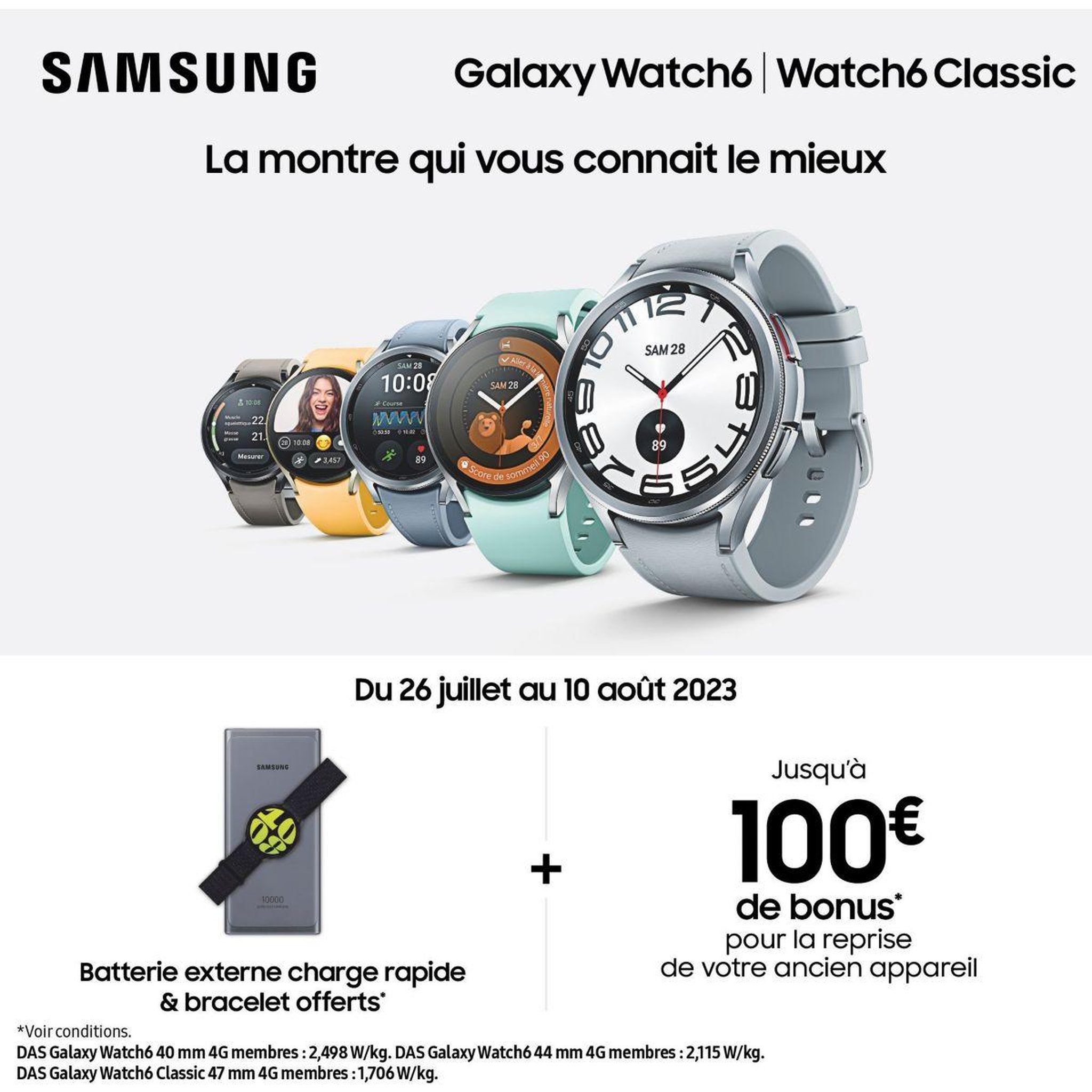 Voir la diapositive 3 : Samsung Montre connectée Galaxy Watch6 Classic 4G Noir 47mm