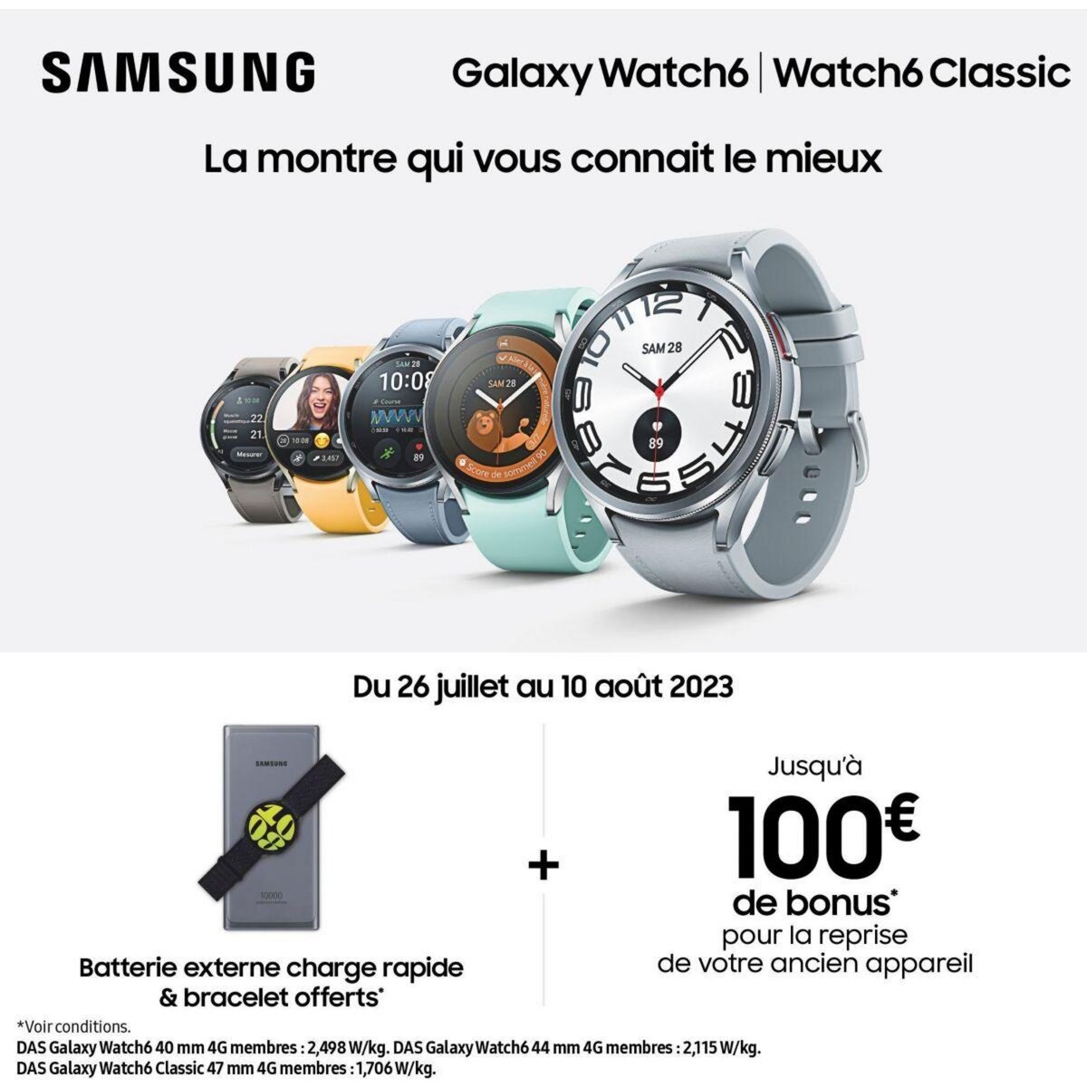 Samsung Montre connectée Galaxy Watch6 Classic 4G Noir 47mm