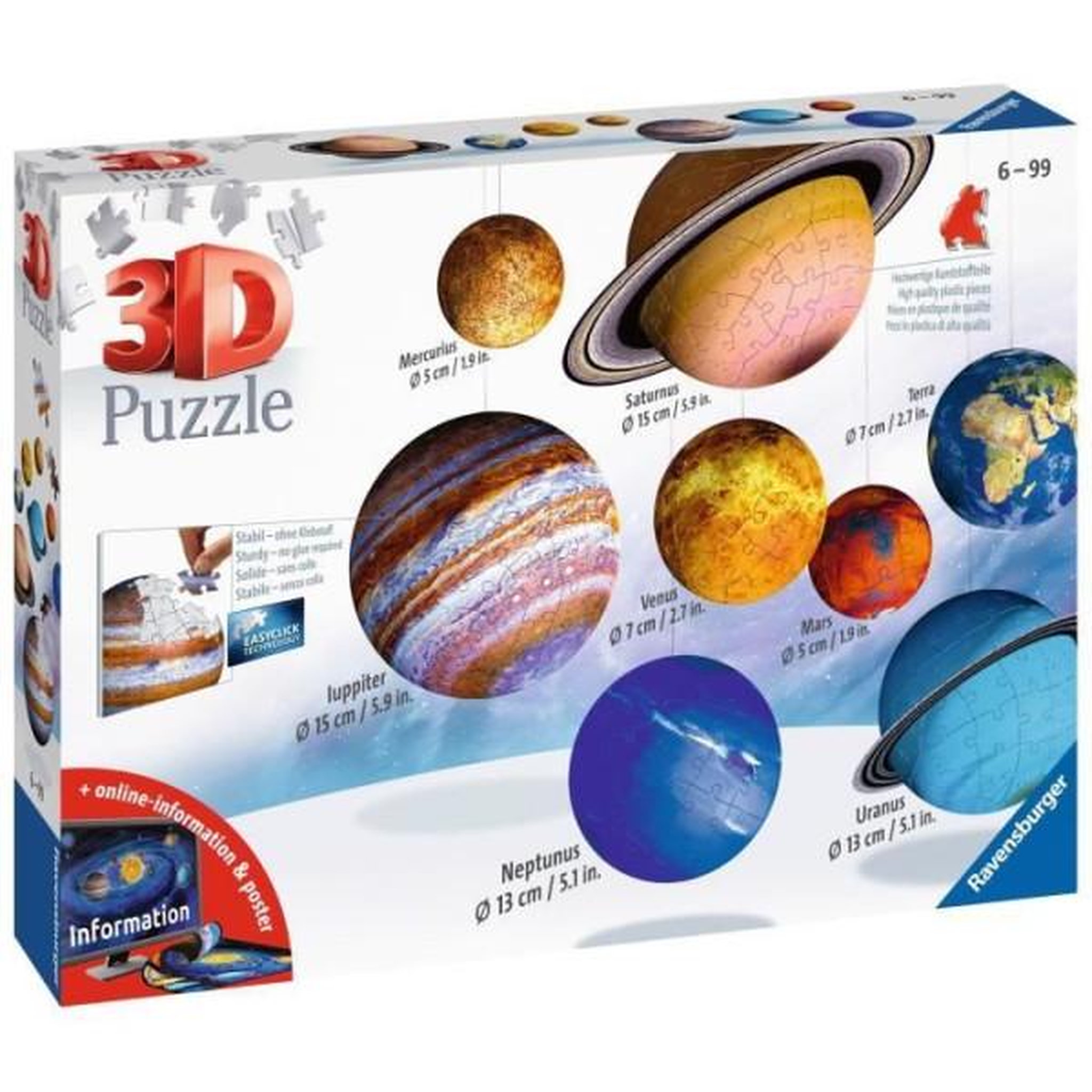 Voir la diapositive 2 : RAVENSBURGER Puzzle 3D Système solaire – Maquette des planètes – Univers spatial éducatif – Ravensburger