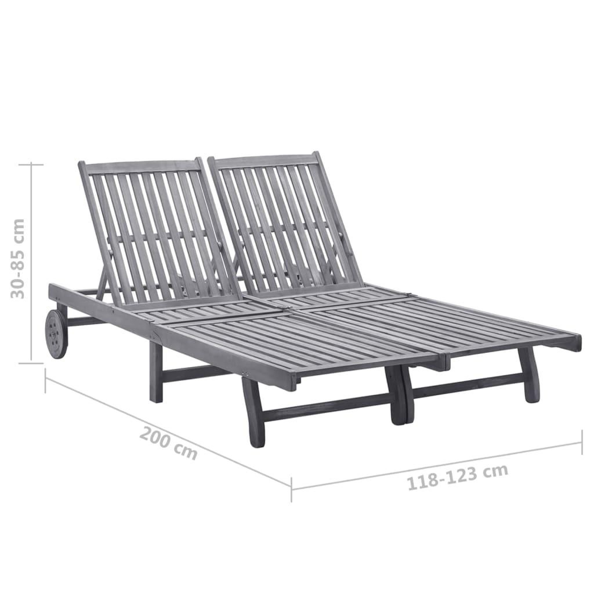 Voir la diapositive 6 : VIDAXL Chaise longue de jardin 2 places avec coussin Gris Acacia