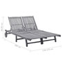 Voir la diapositive 6 : VIDAXL Chaise longue de jardin 2 places avec coussin Gris Acacia